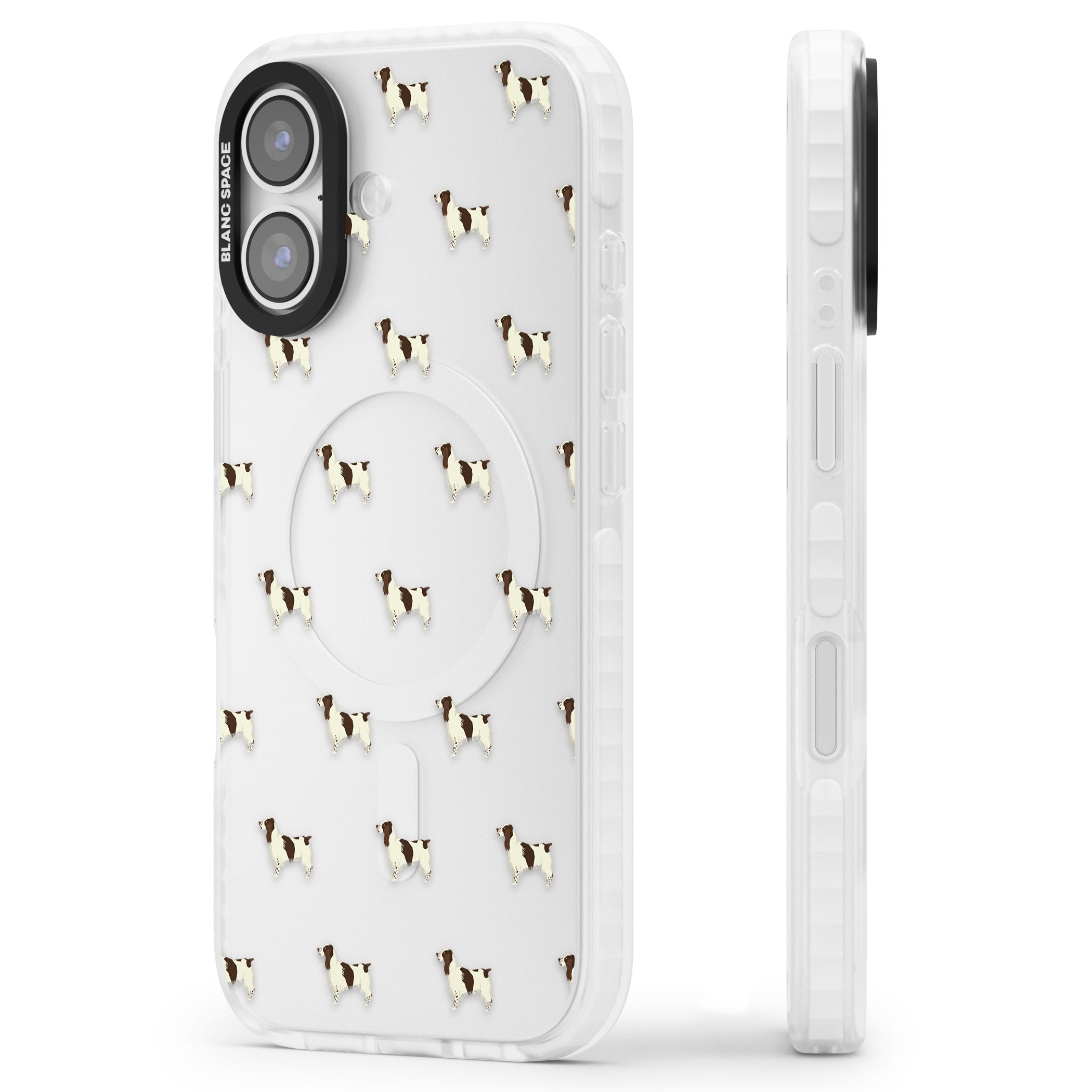 Spaniel Pattern iPhone 17 Impact Clear Phone Case Side Profile