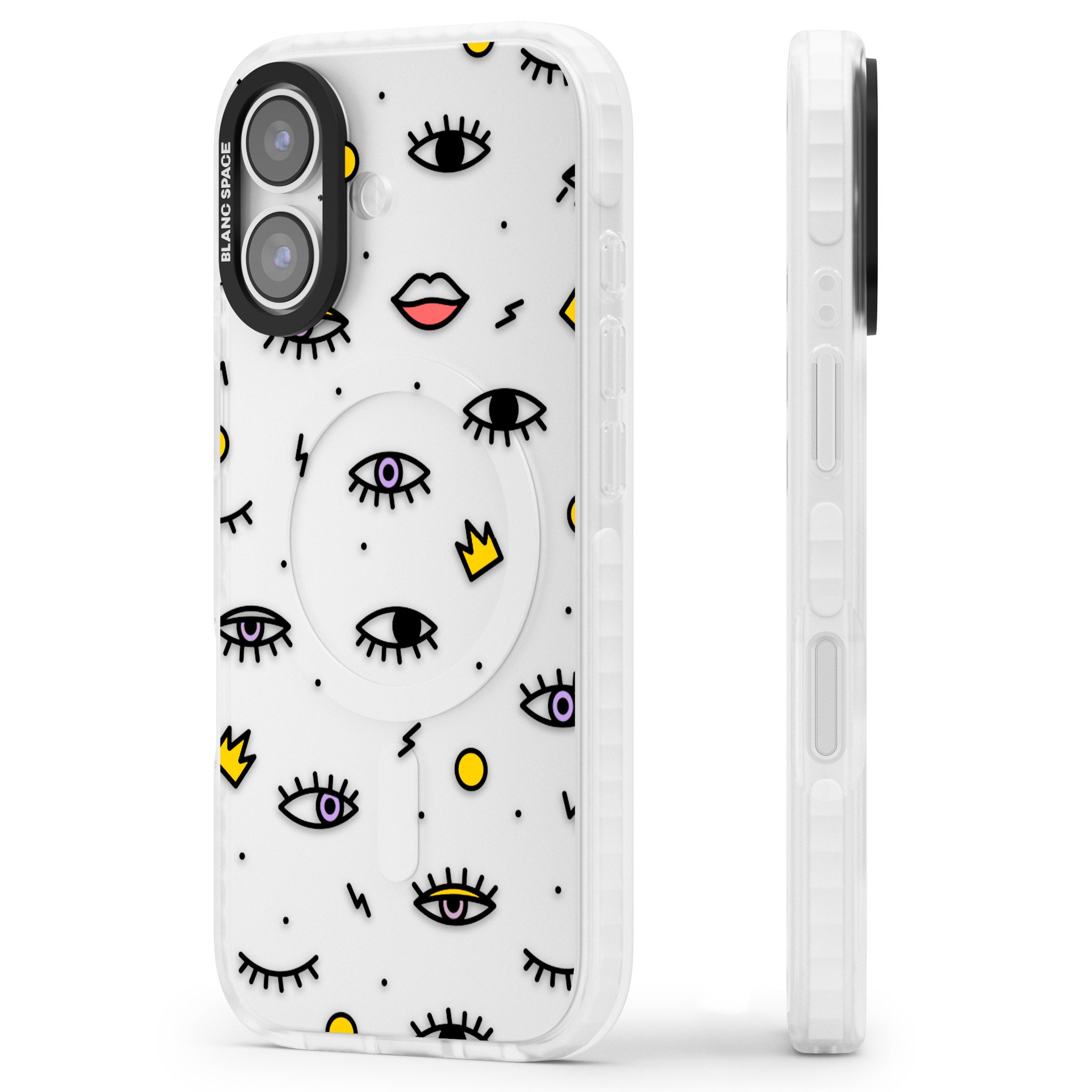 Eyes & Lips Icons iPhone 17 Impact Clear Phone Case Side Profile