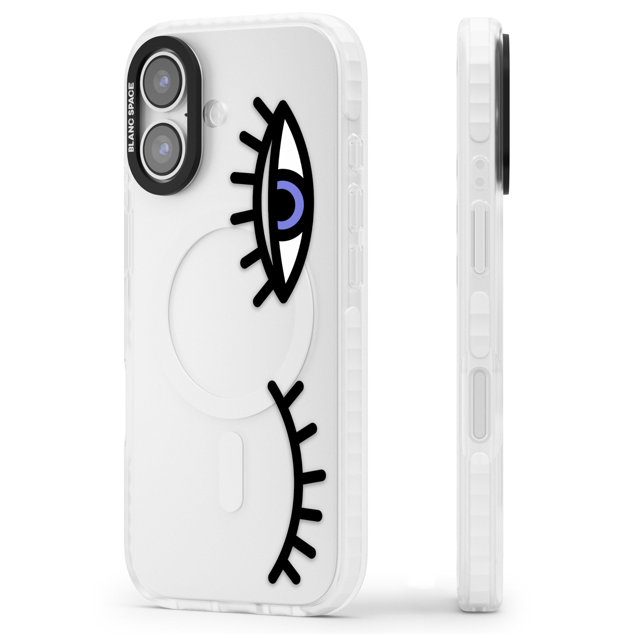 Winking Eyes Transparent Pattern iPhone 17 Impact Clear Phone Case Side Profile