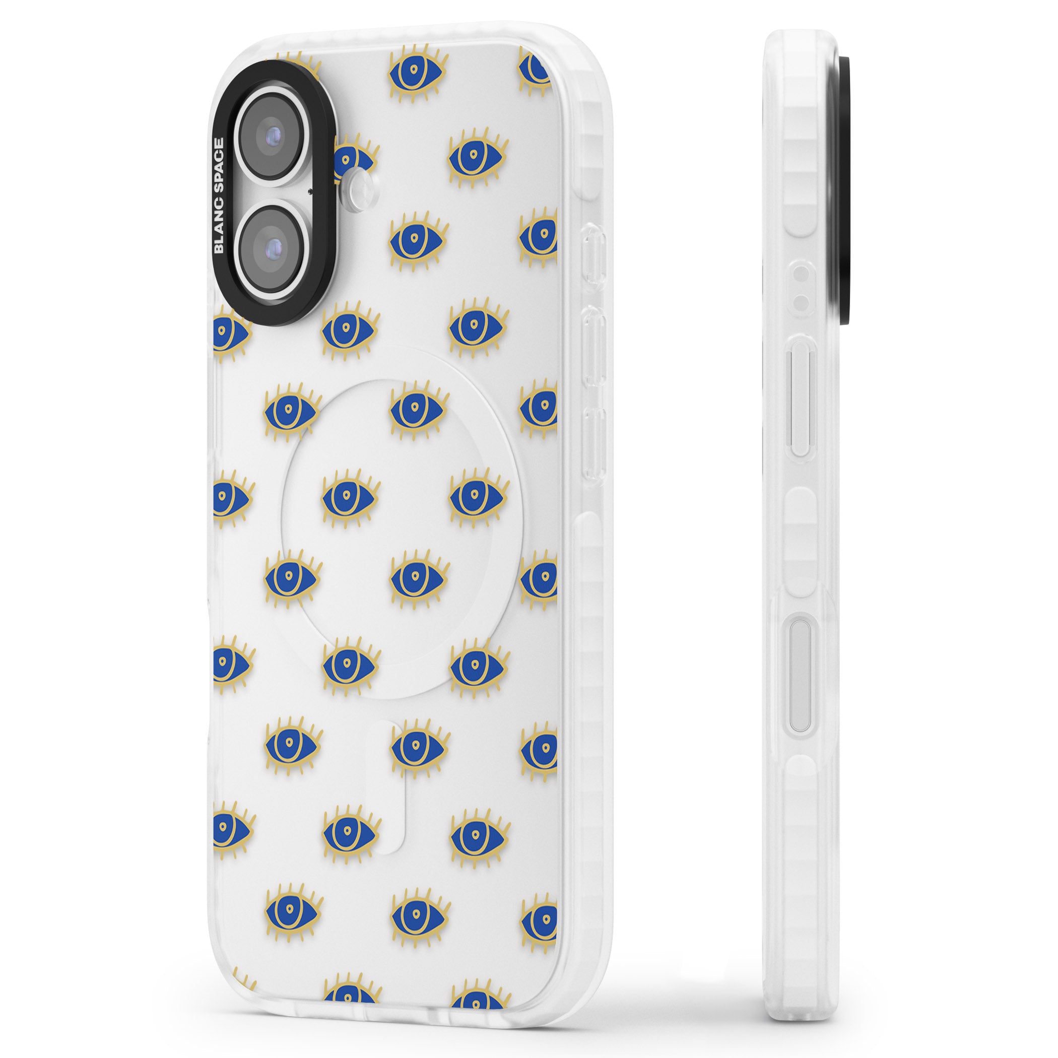 Psychedelic Eyes Pattern Classic iPhone 17 Impact Clear Phone Case Side Profile