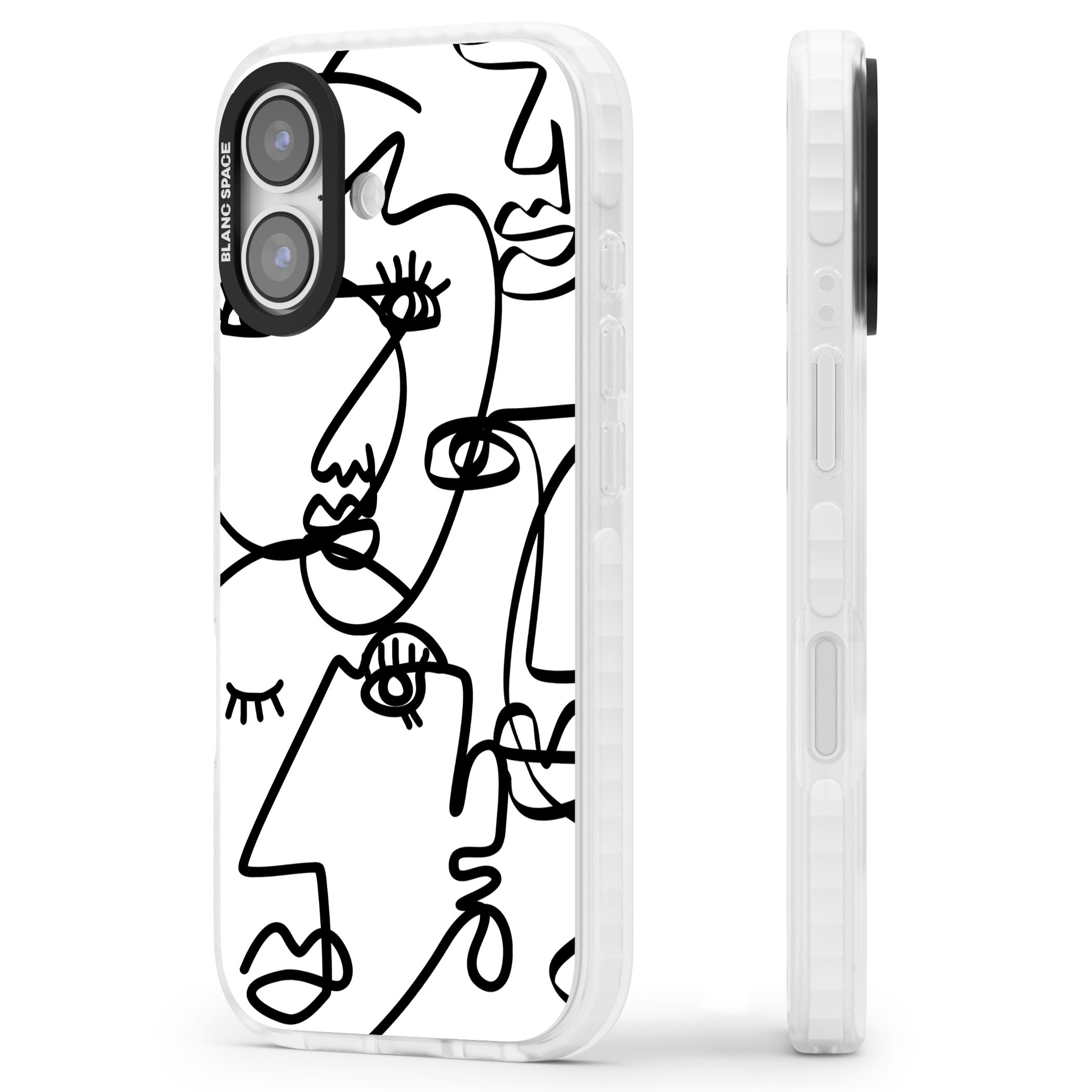 Abstract Line Art Black White iPhone 17 Impact Clear Phone Case Side Profile