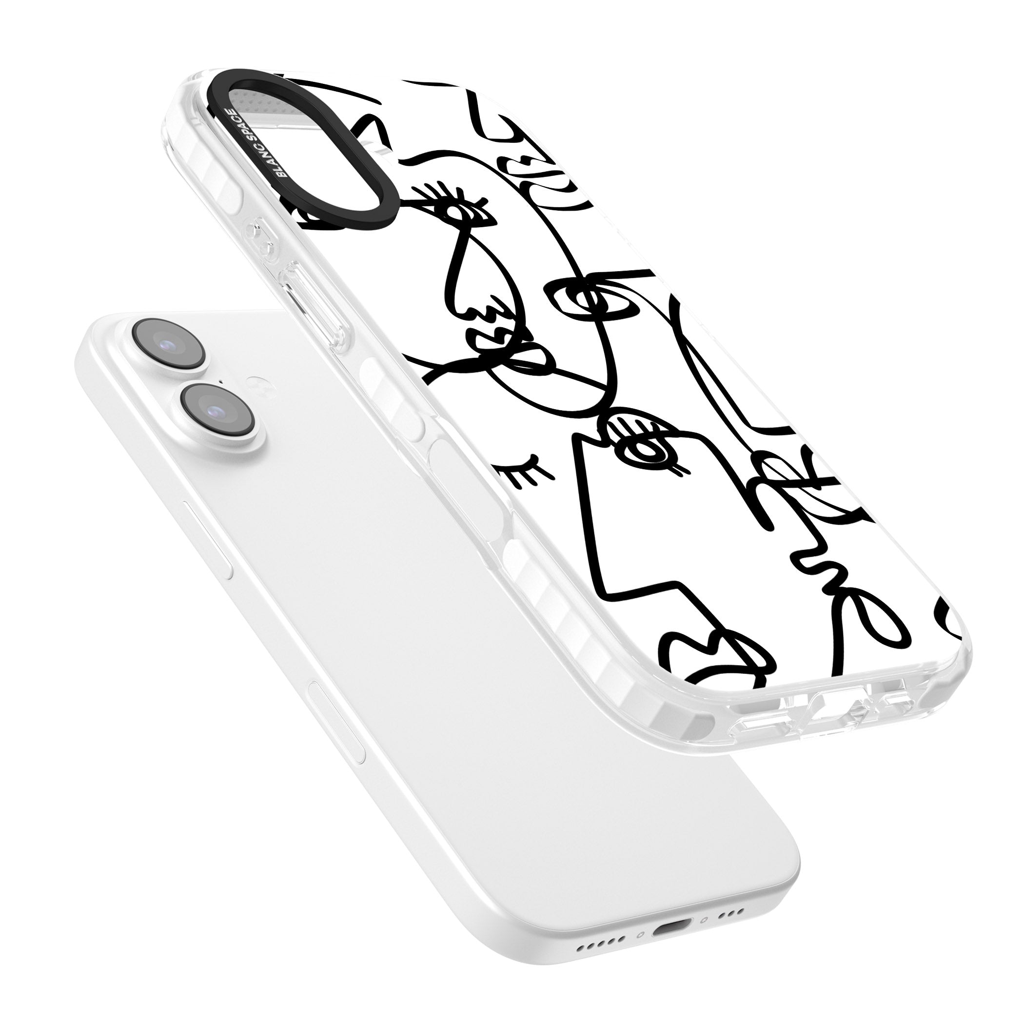 Abstract Line Art Black White iPhone 17 Impact Clear Phone Case Colours