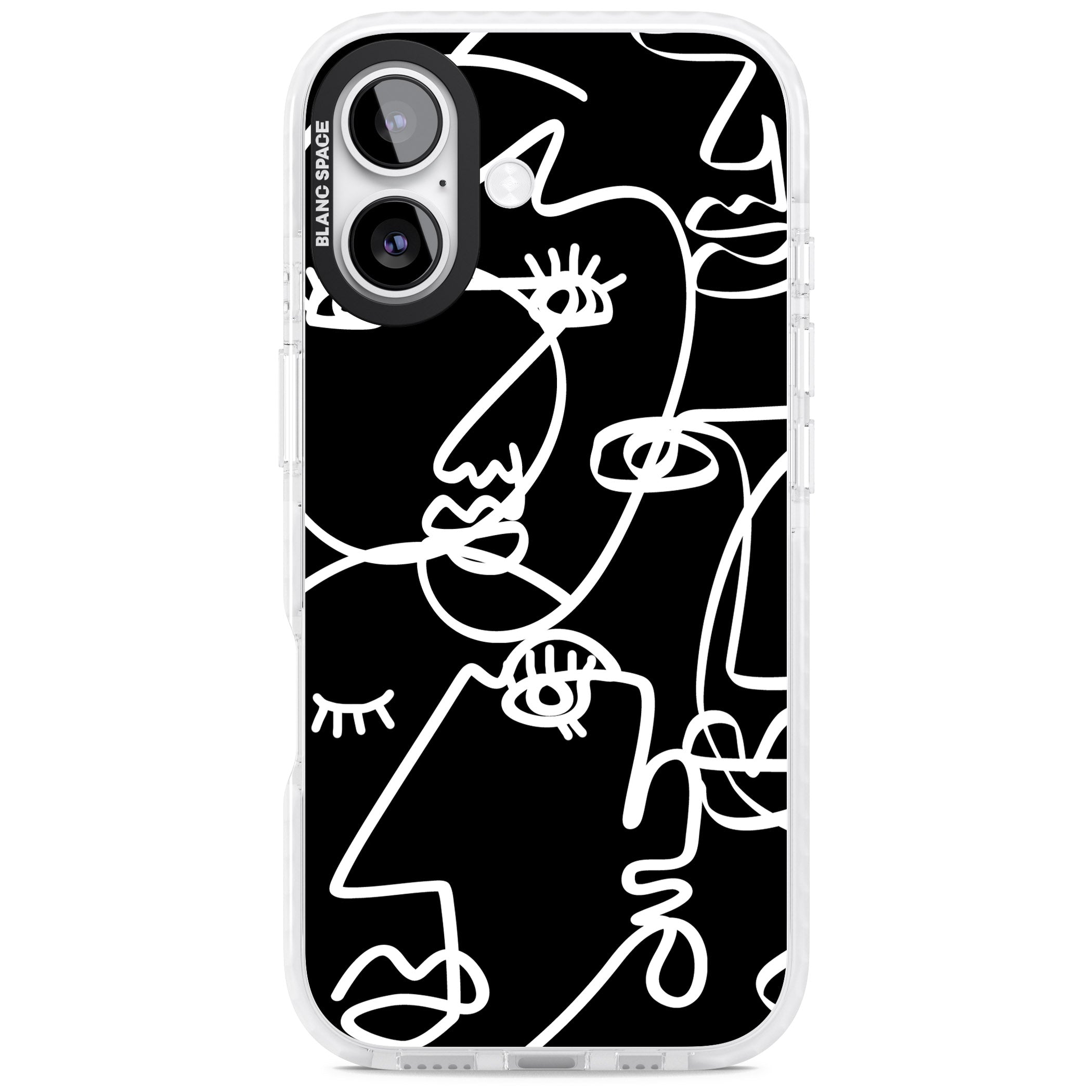 Abstract Line Art White Black iPhone 17 Impact Clear Phone Case