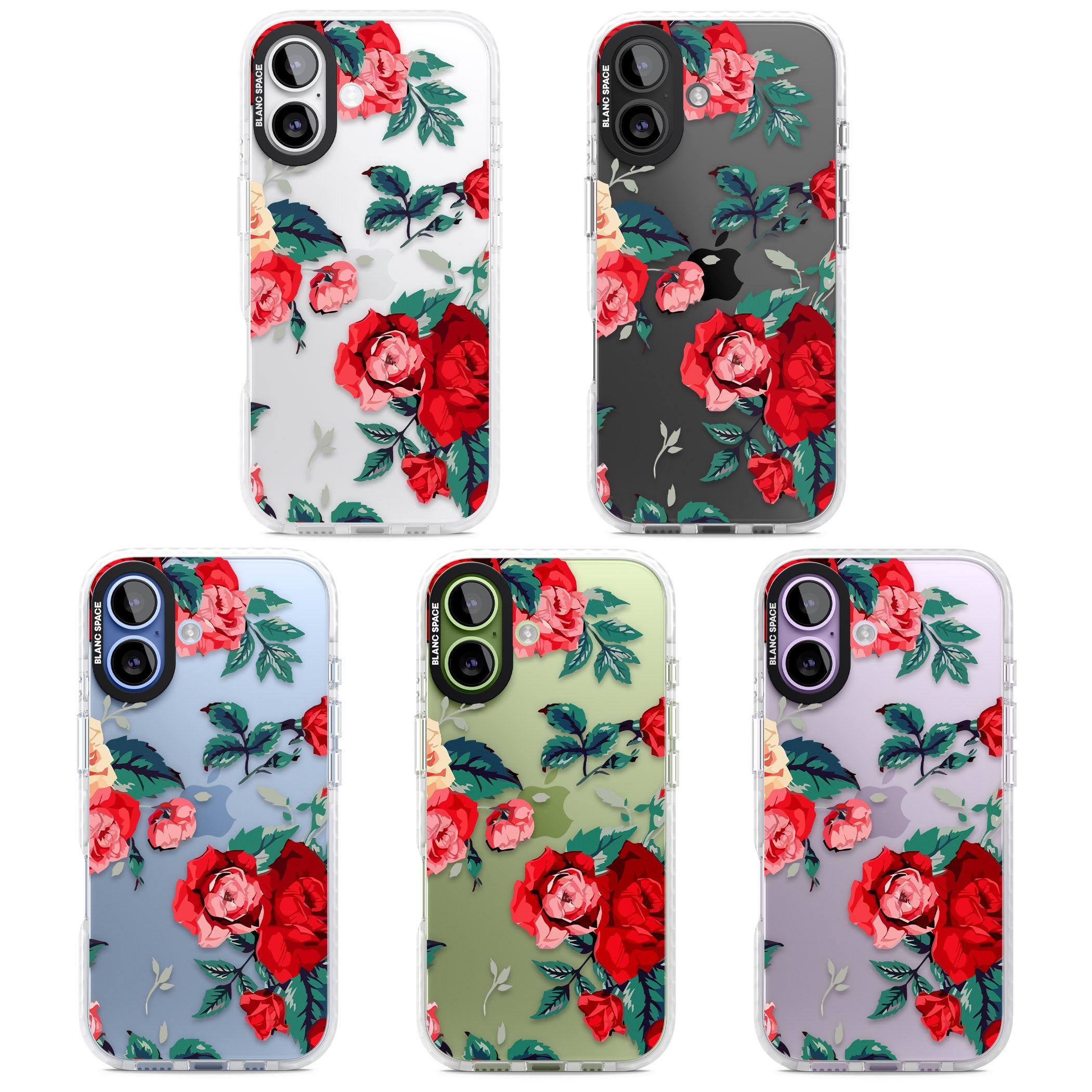Rose Pattern iPhone 17 Impact Clear Phone Case APT Impact Protection