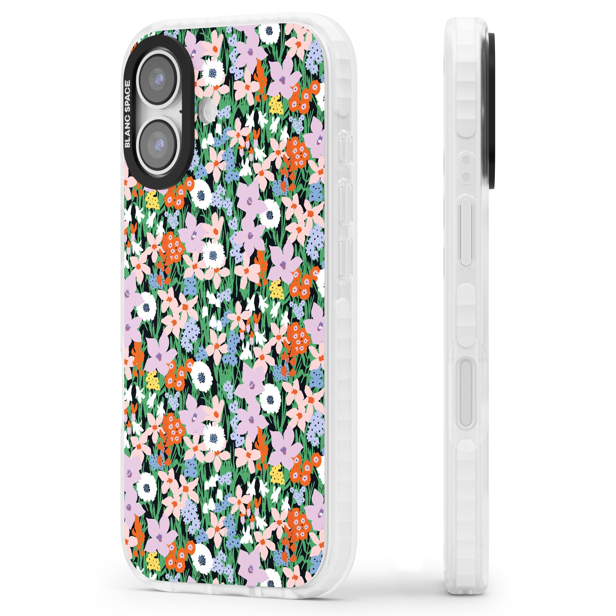 Jazzy Floral Mix iPhone 17 Impact Clear Phone Case Side Profile