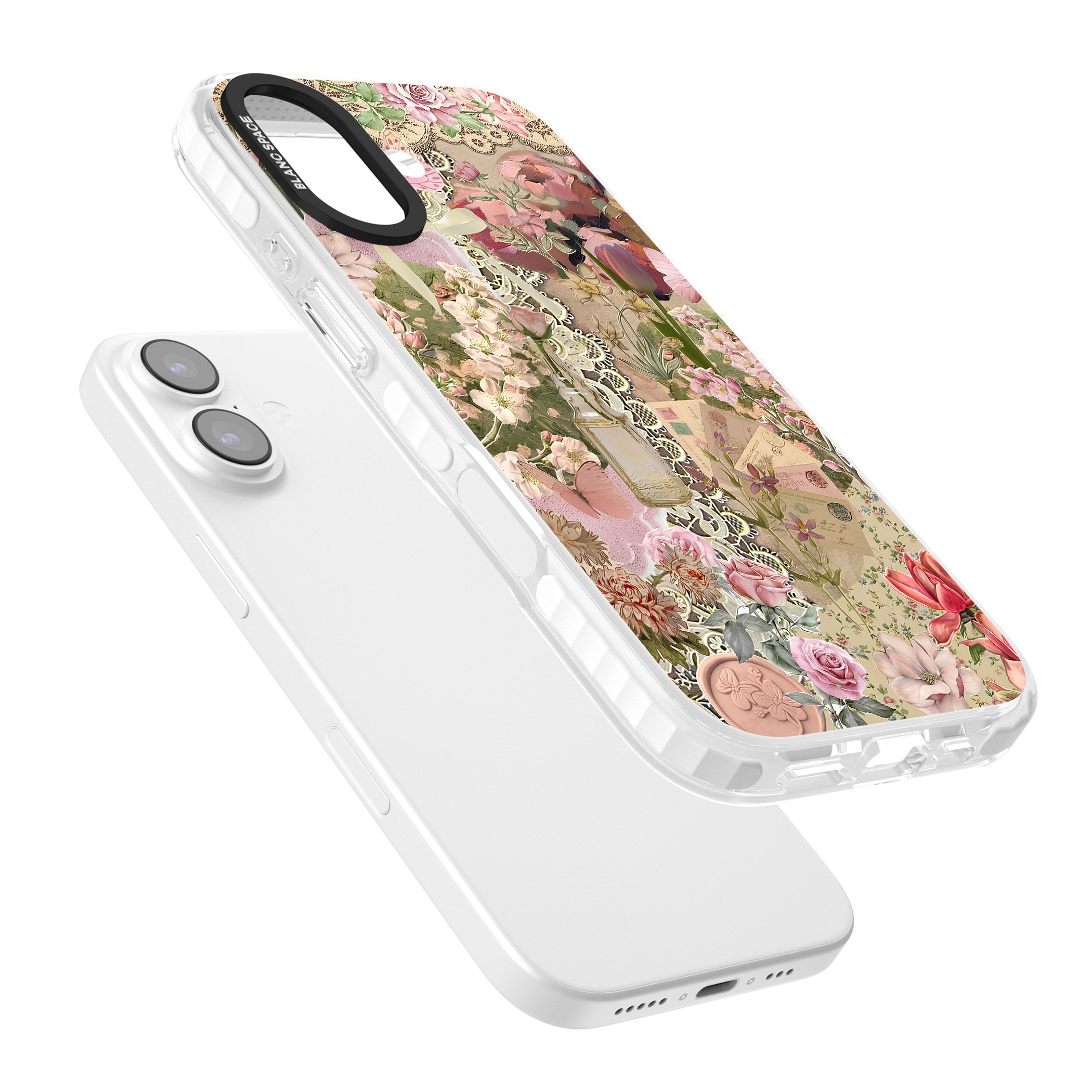 Soft Pink Flower Collage iPhone 17 Impact Clear Phone Case Colours
