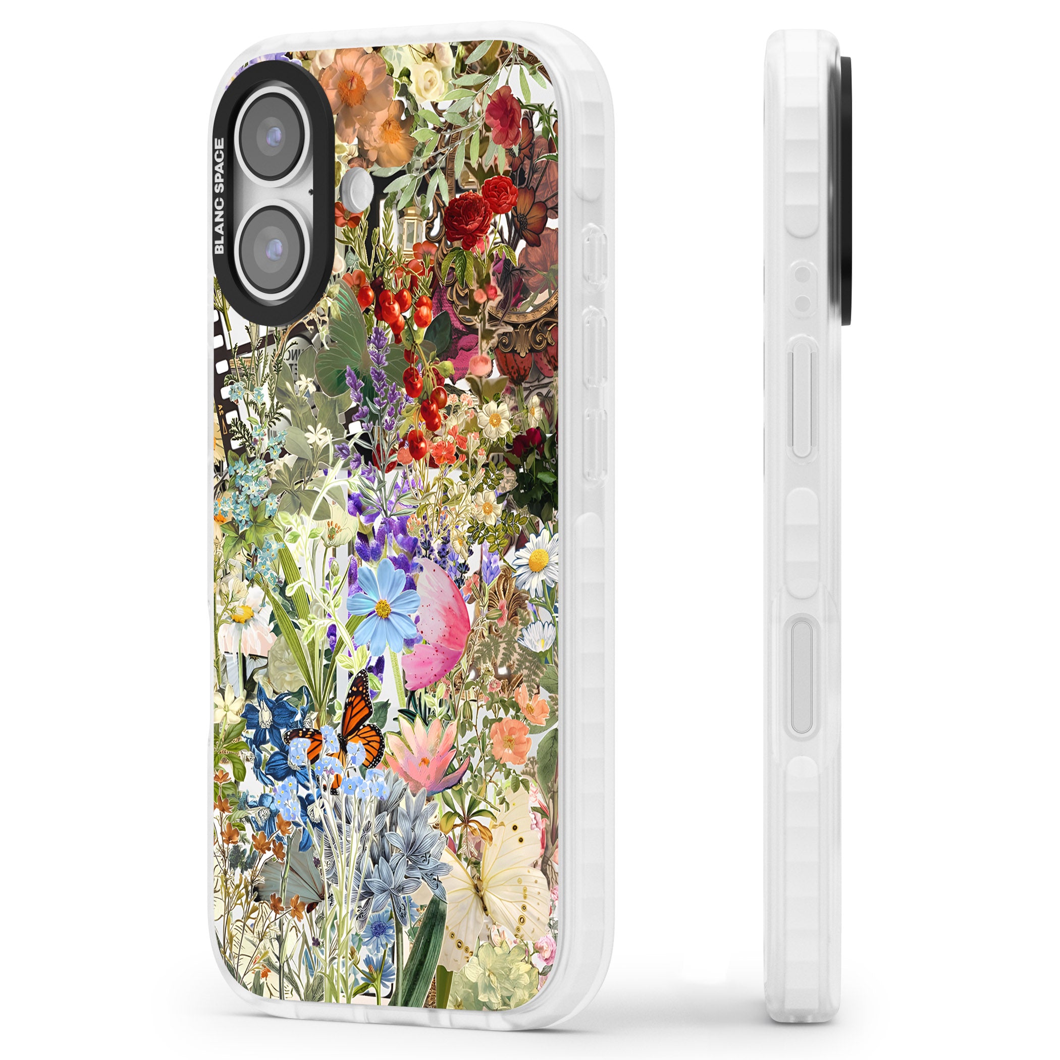 Flower Mix Collage iPhone 17 Impact Clear Phone Case Side Profile
