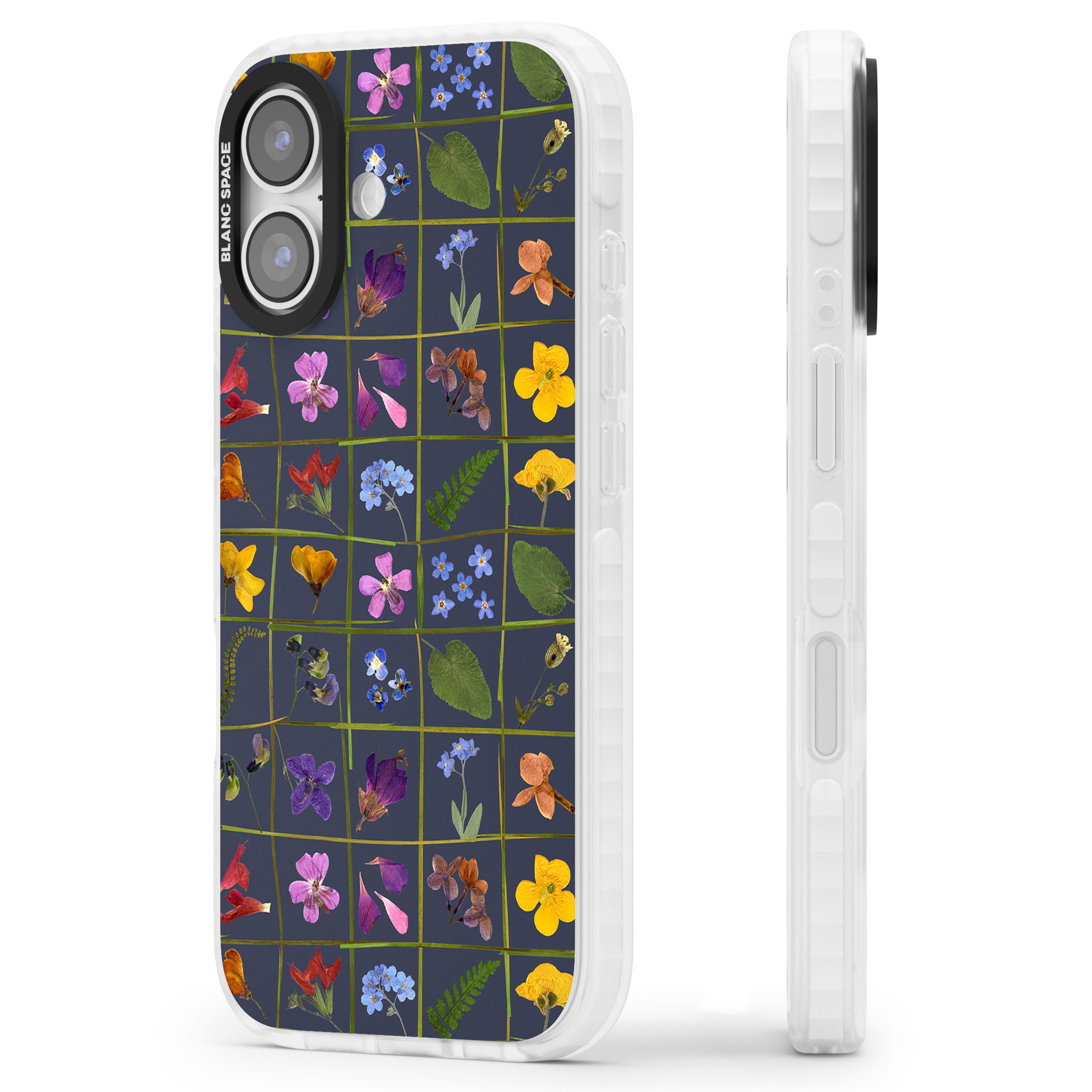 Wildflower Grid iPhone 17 Impact Clear Phone Case Side Profile