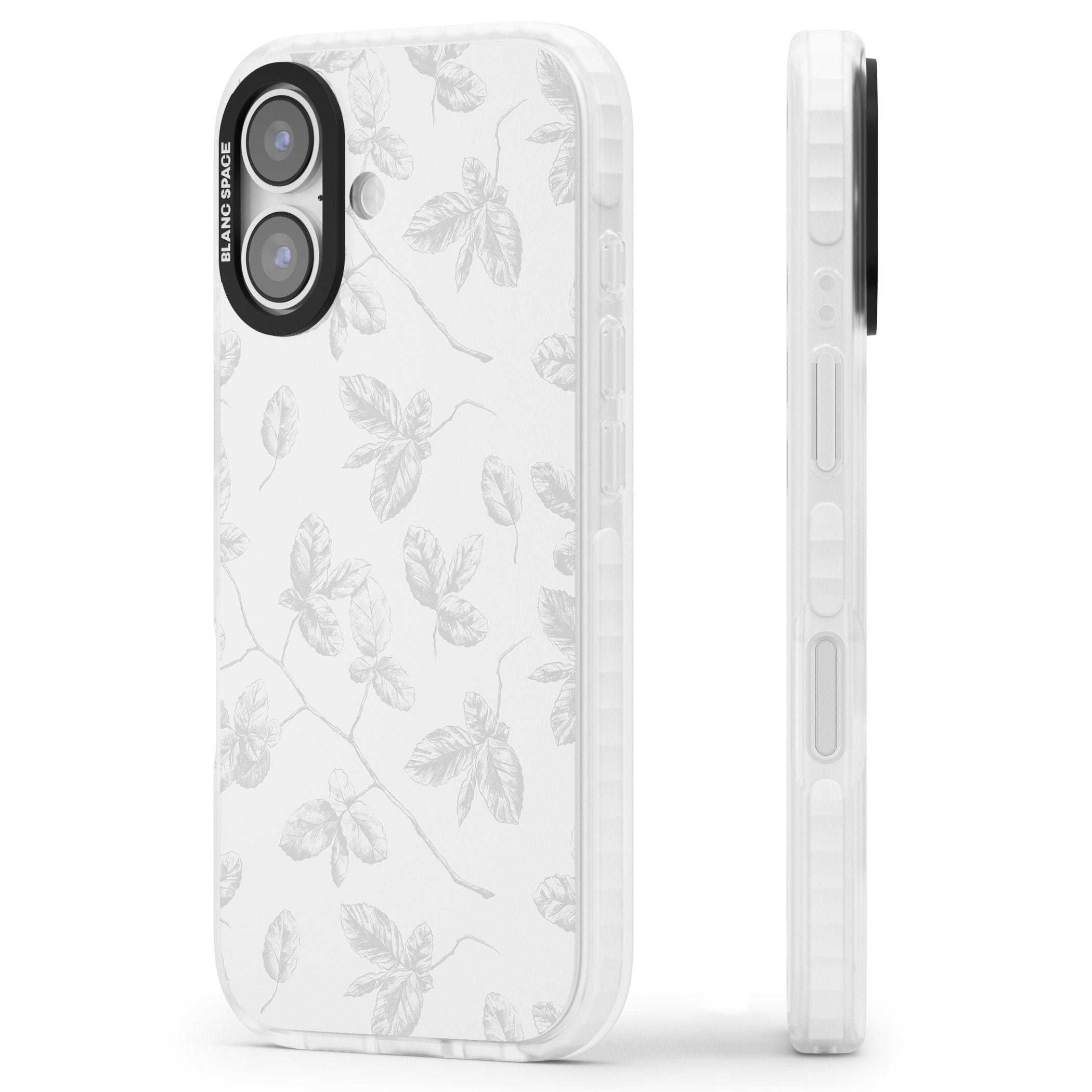 Grey Vine Botanical iPhone 17 Impact Clear Phone Case Side Profile