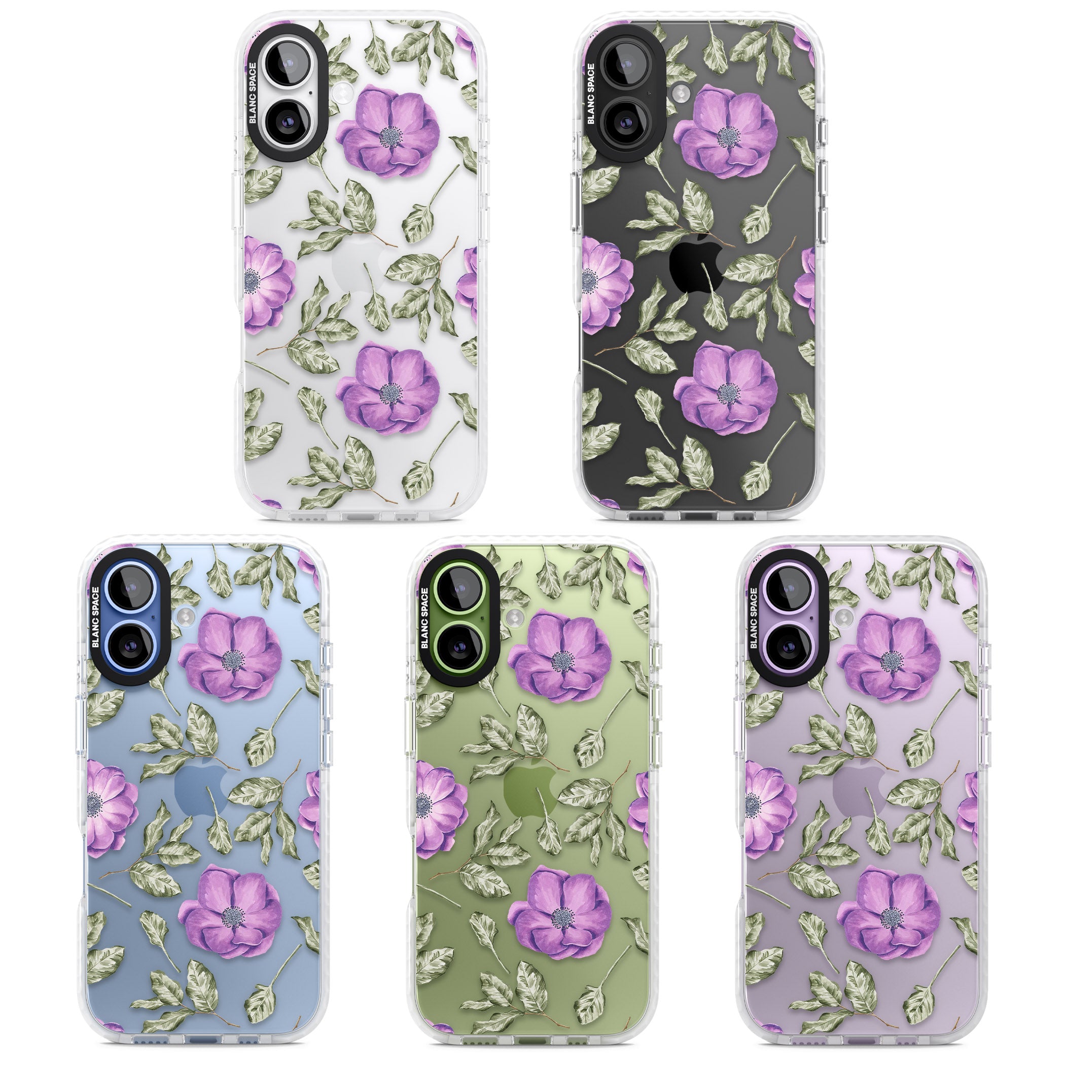 Purple Bloom Floral iPhone 17 Impact Clear Phone Case APT Impact Protection
