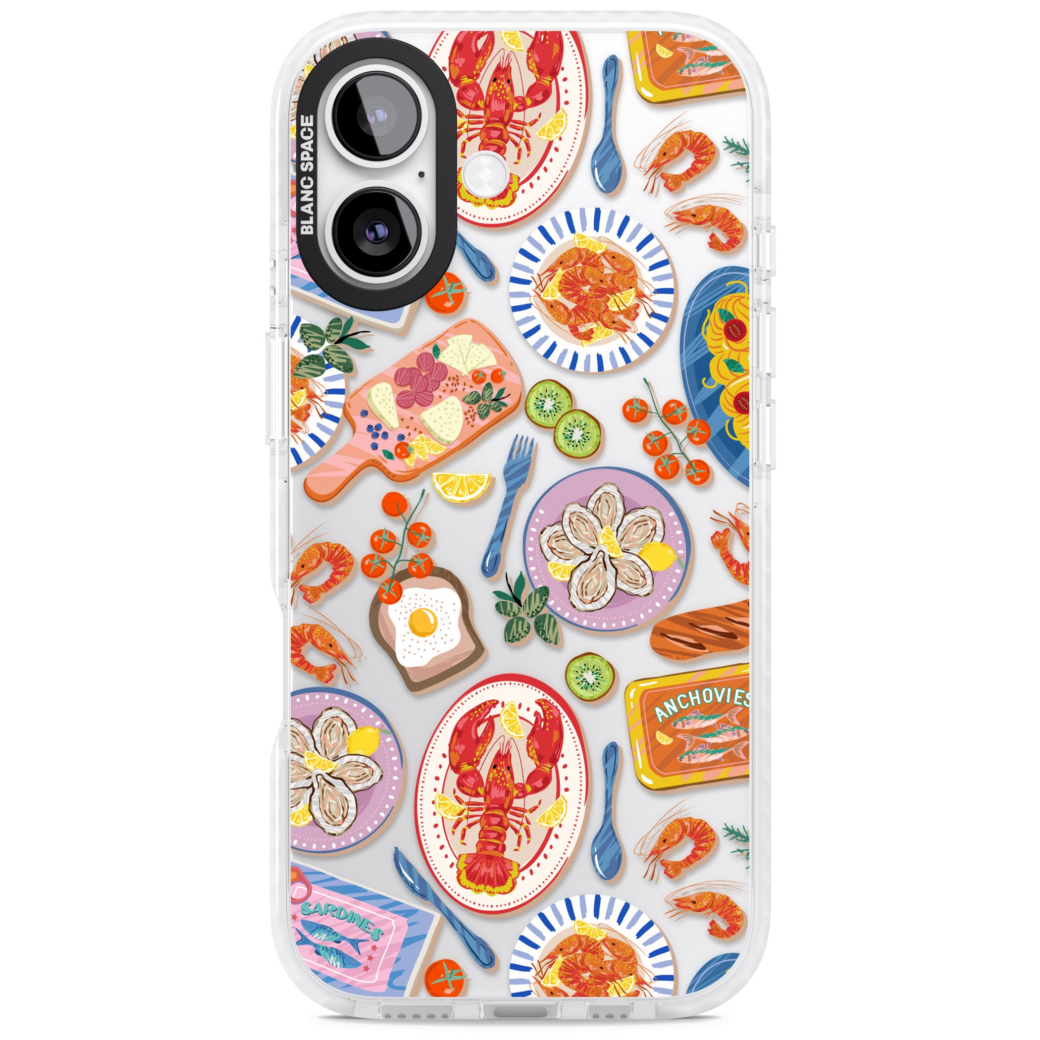 Seafood Pattern iPhone 17 Impact Clear Phone Case