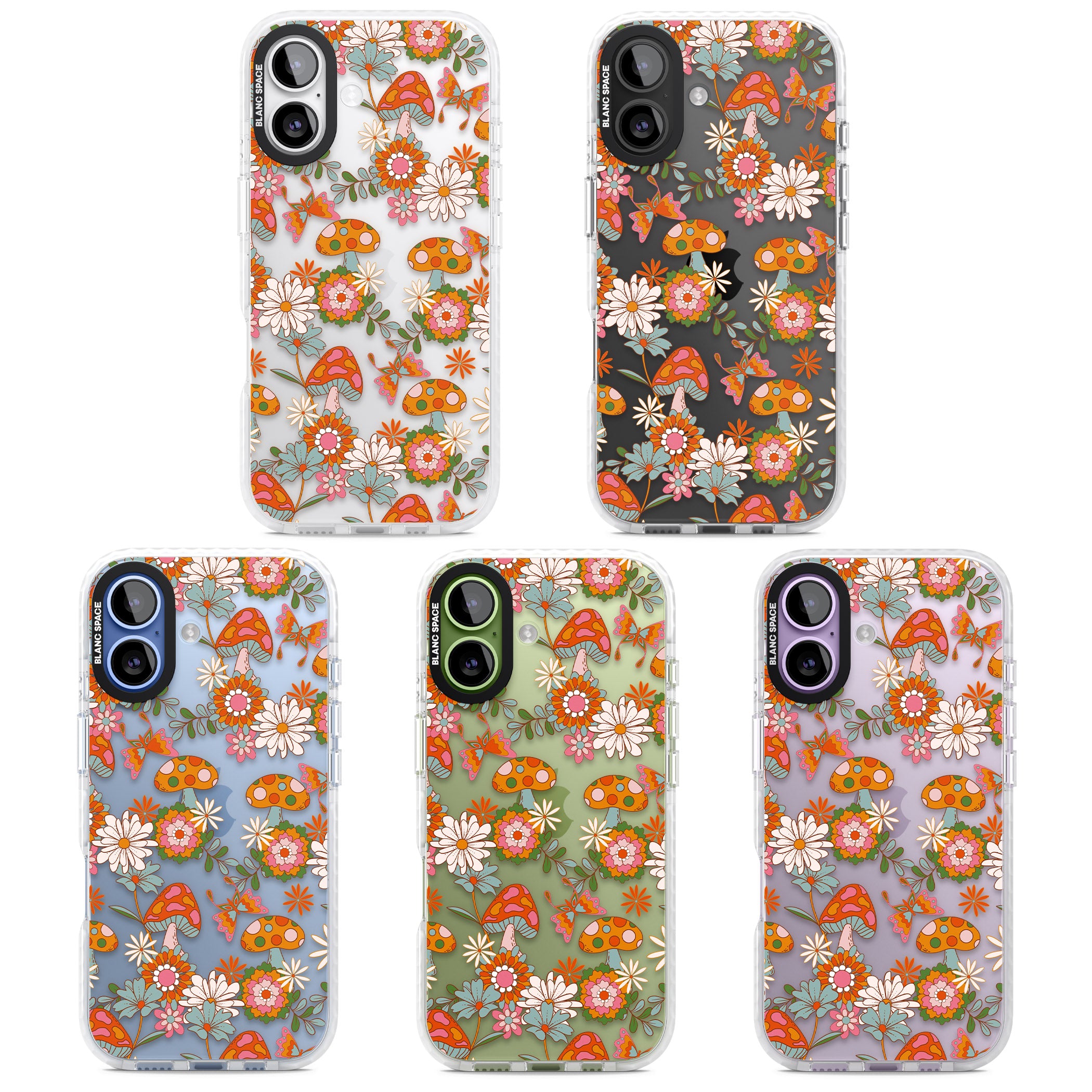 Groovy Shrooms & Flowers iPhone 17 Impact Clear Phone Case APT Impact Protection