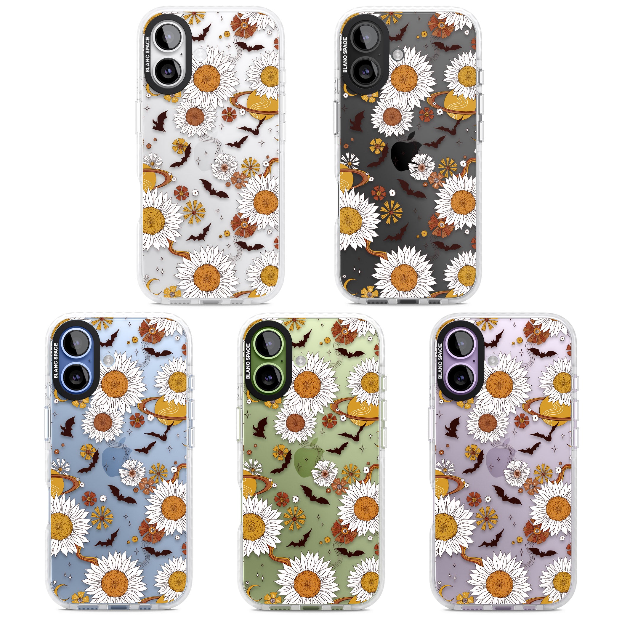 Halloween Bats And Planets iPhone 17 Impact Clear Phone Case APT Impact Protection