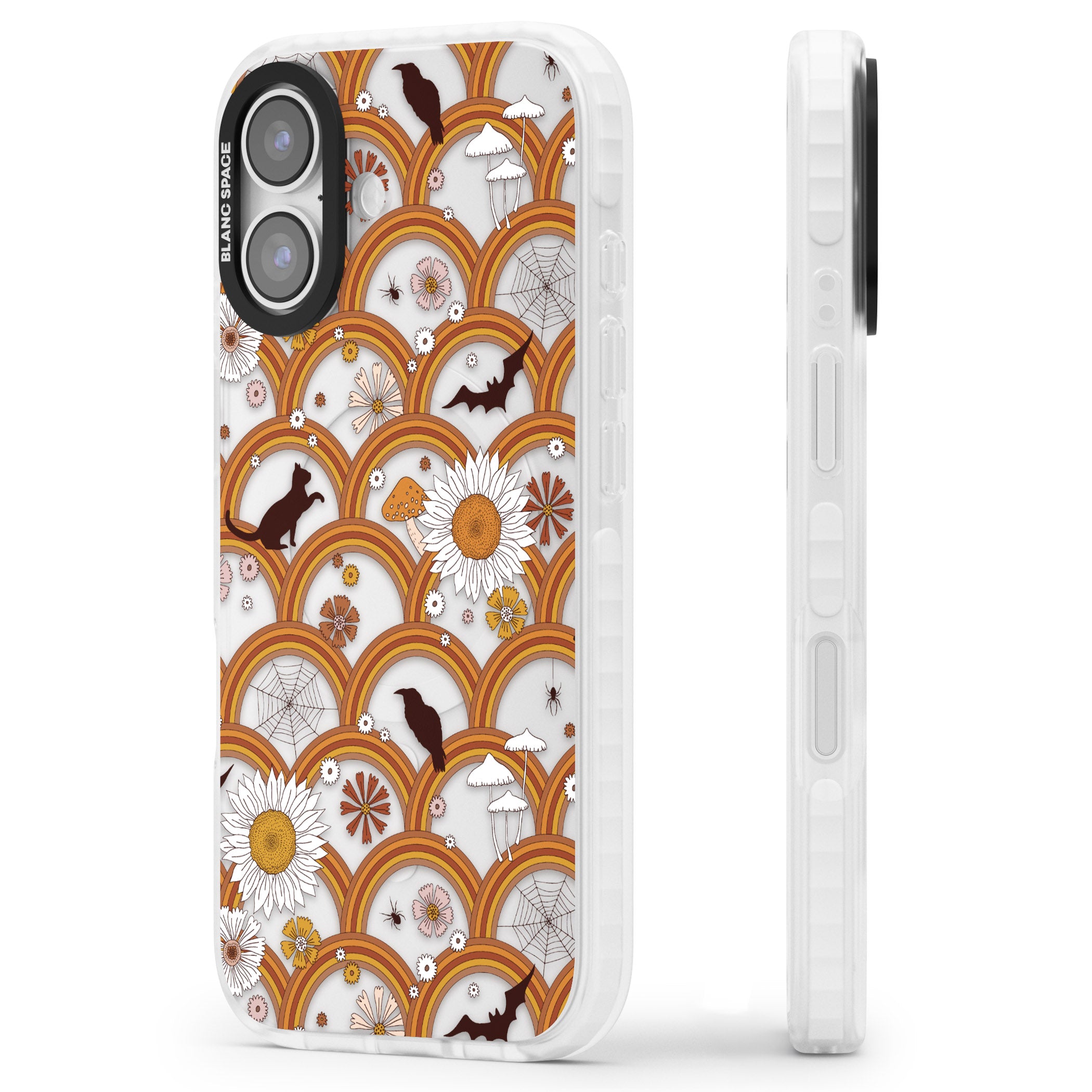 Halloween Rainbows iPhone 17 Impact Clear Phone Case Side Profile