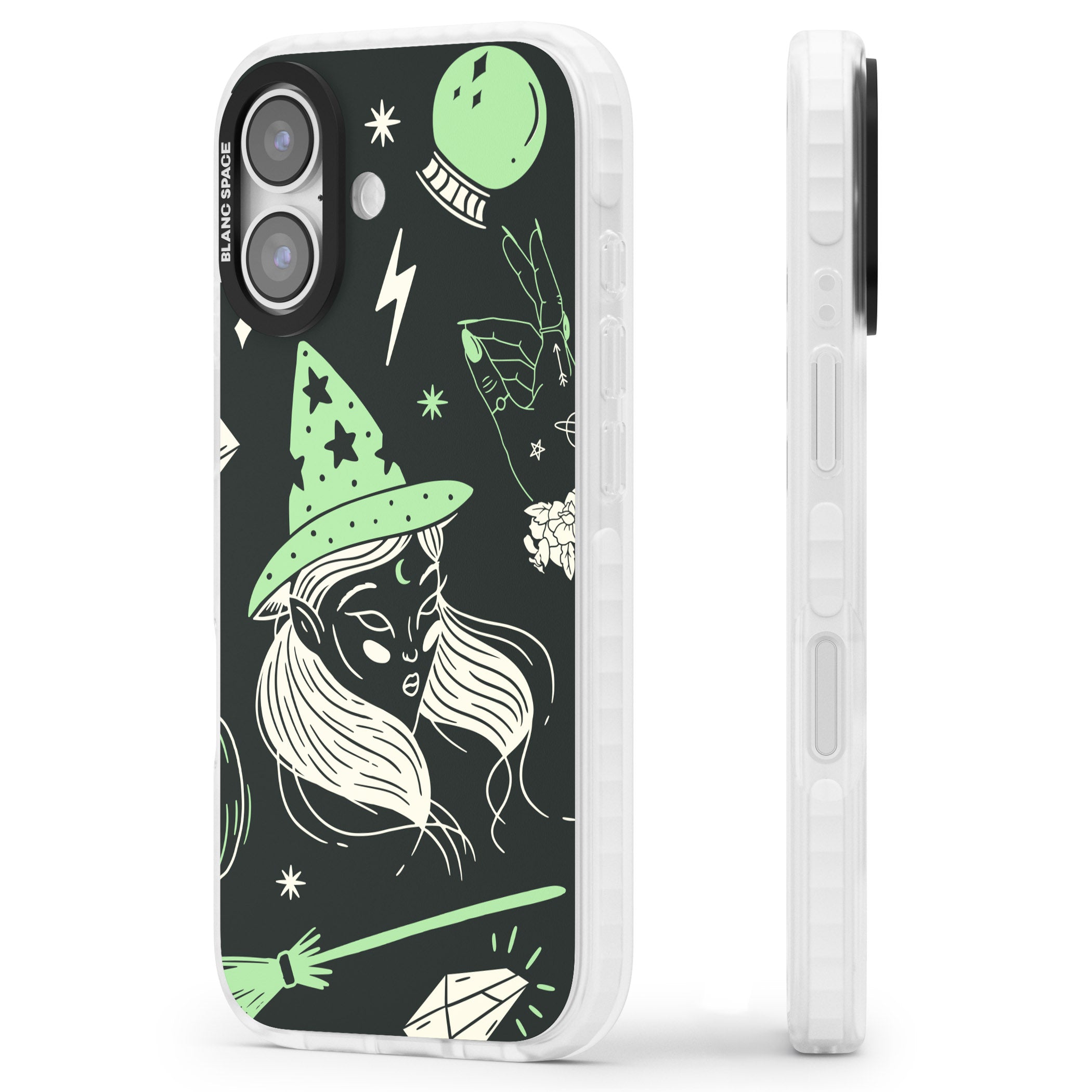 Astrology Witch Pattern iPhone 17 Impact Clear Phone Case Side Profile