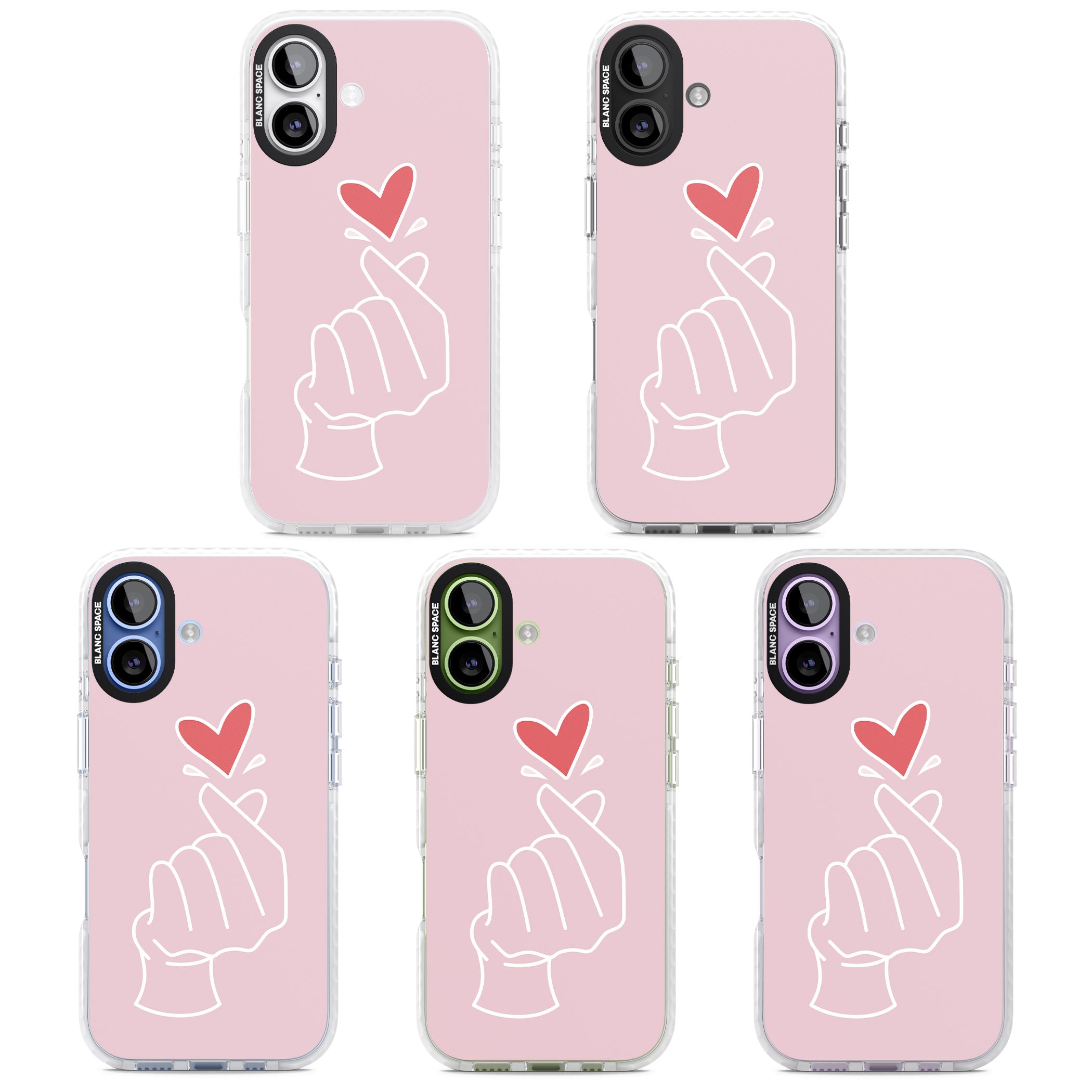 Pink Heart Hand iPhone 17 Impact Clear Phone Case APT Impact Protection