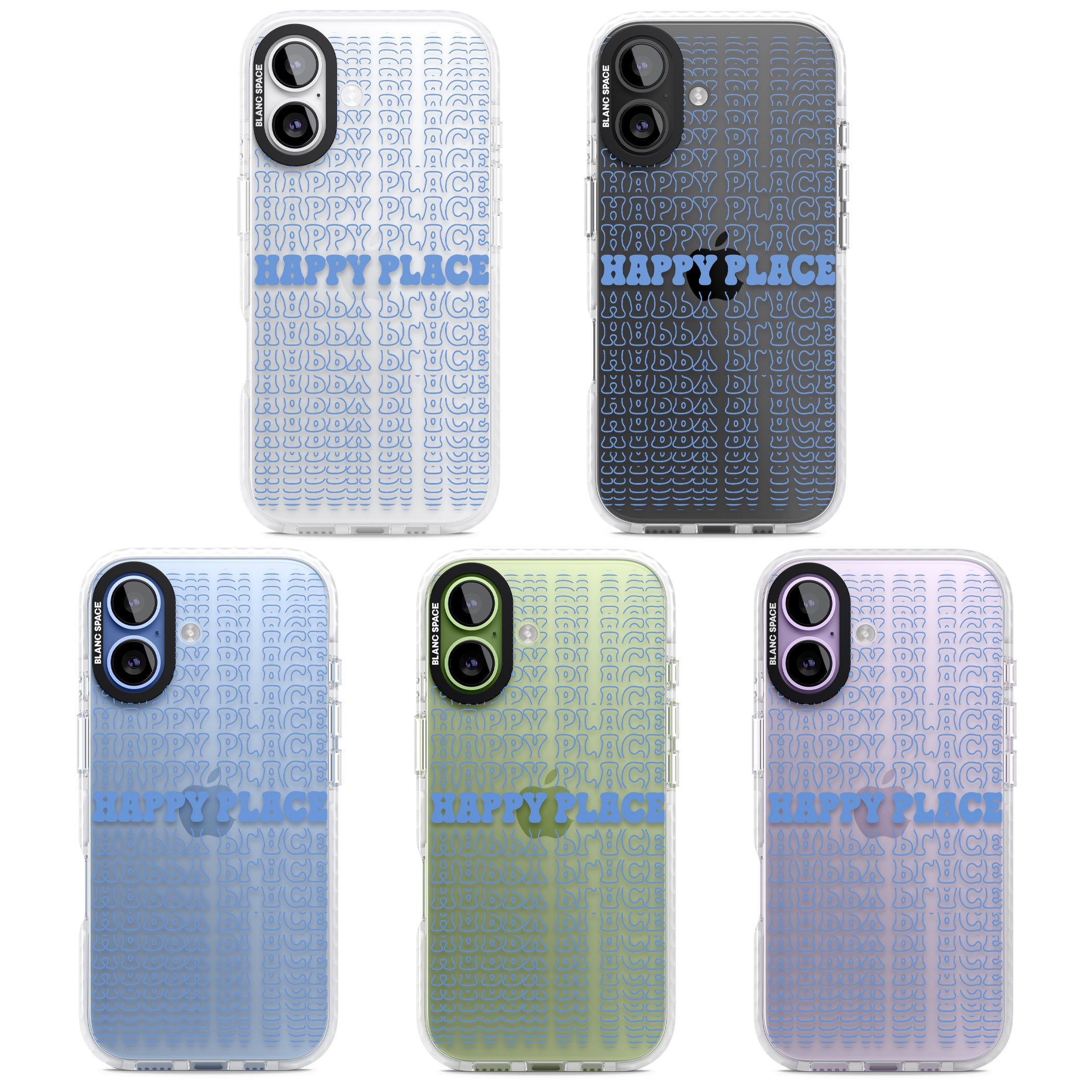 Happy Place (Blue) iPhone 17 Impact Clear Phone Case APT Impact Protection