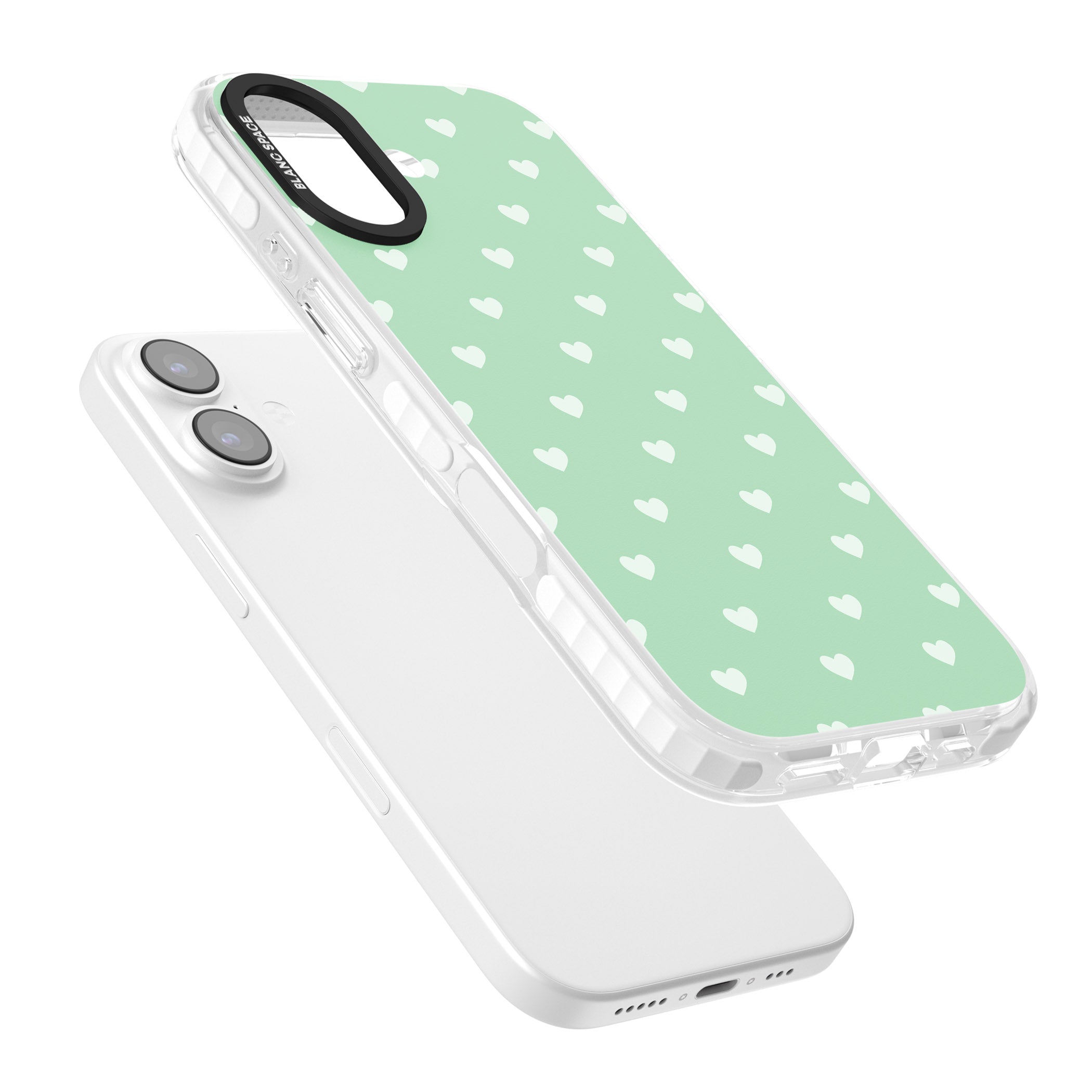 Small Heart Pattern: Green iPhone 17 Impact Clear Phone Case Colours