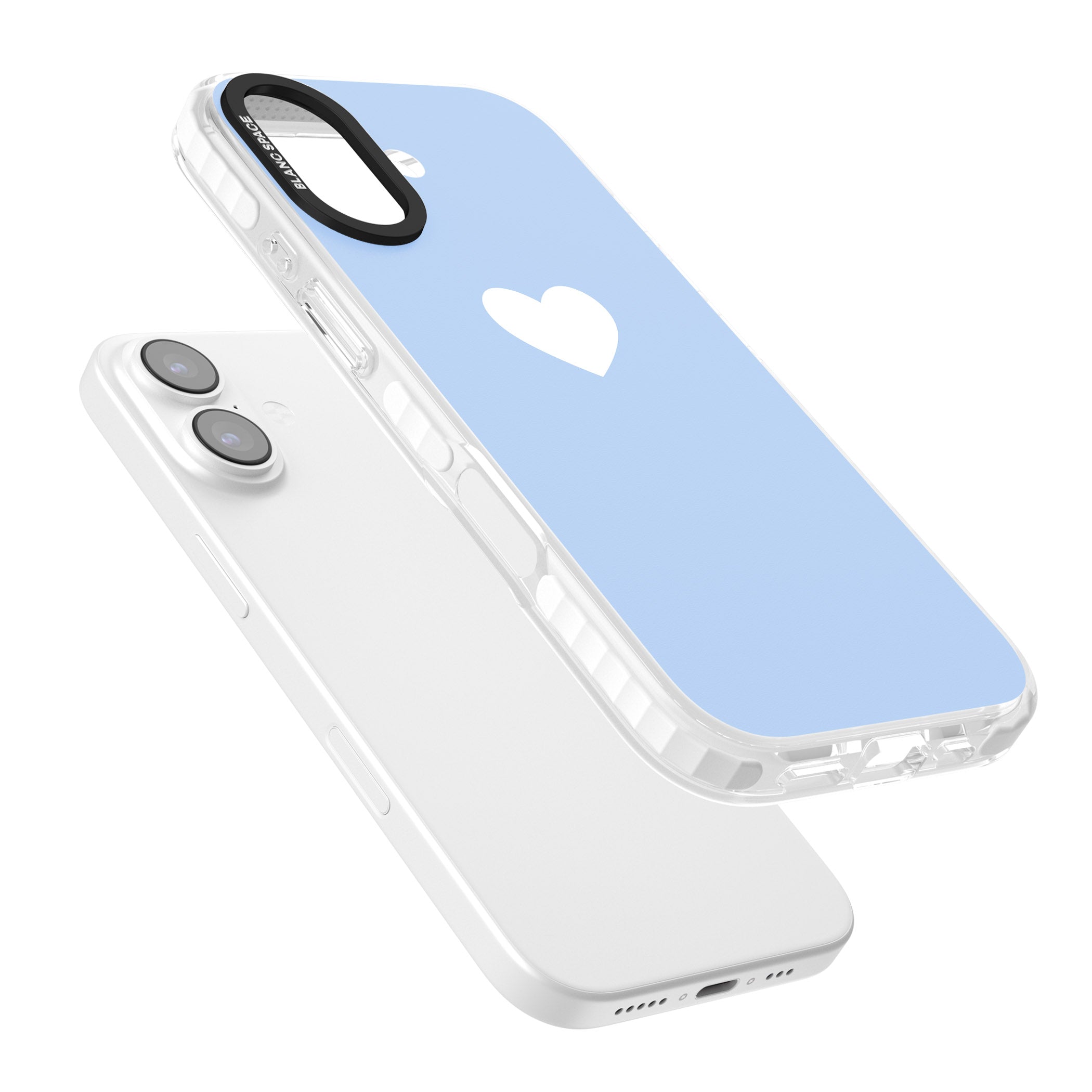 Single Heart Design: White & Baby Blue iPhone 17 Impact Clear Phone Case Colours