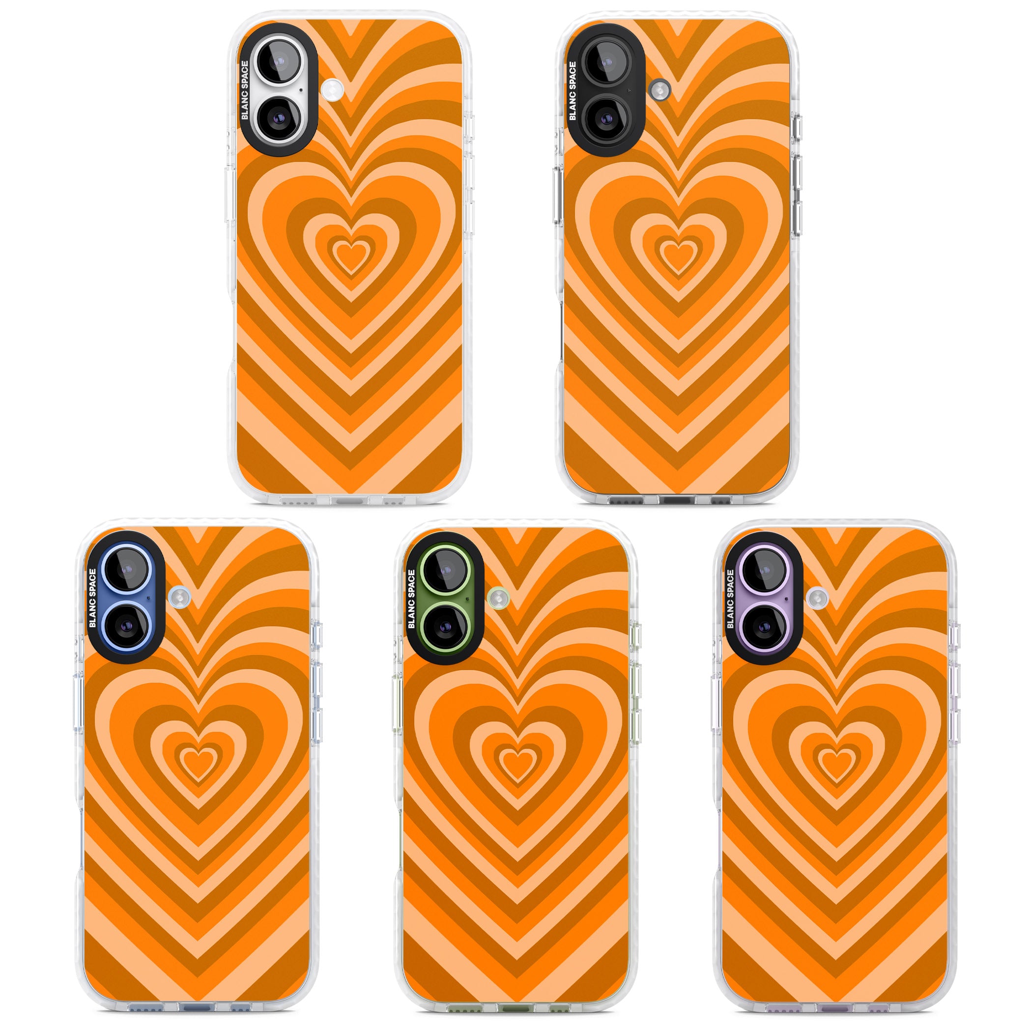 Orange Heart Illusion iPhone 17 Impact Clear Phone Case APT Impact Protection