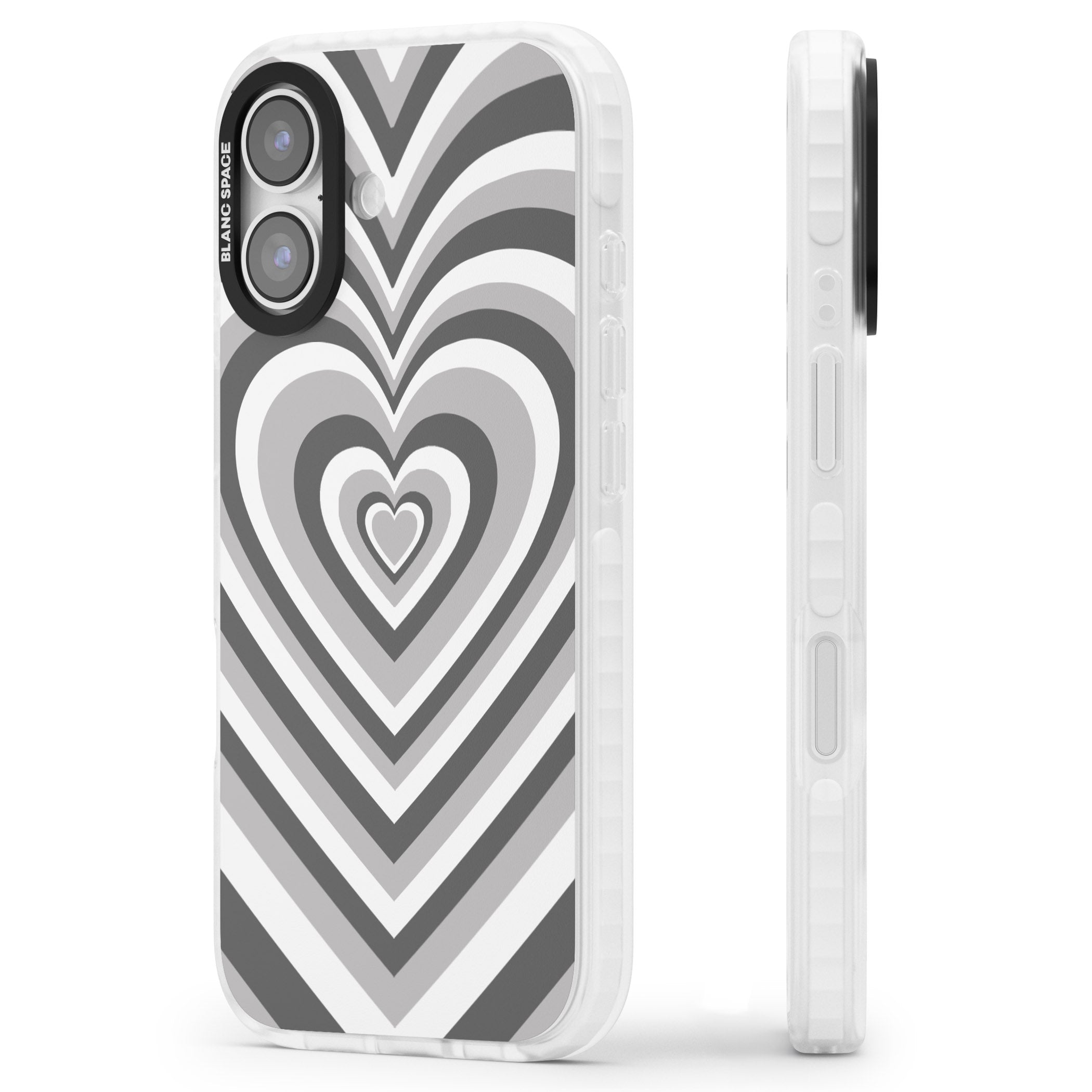 Monochrome Heart Illusion iPhone 17 Impact Clear Phone Case Side Profile