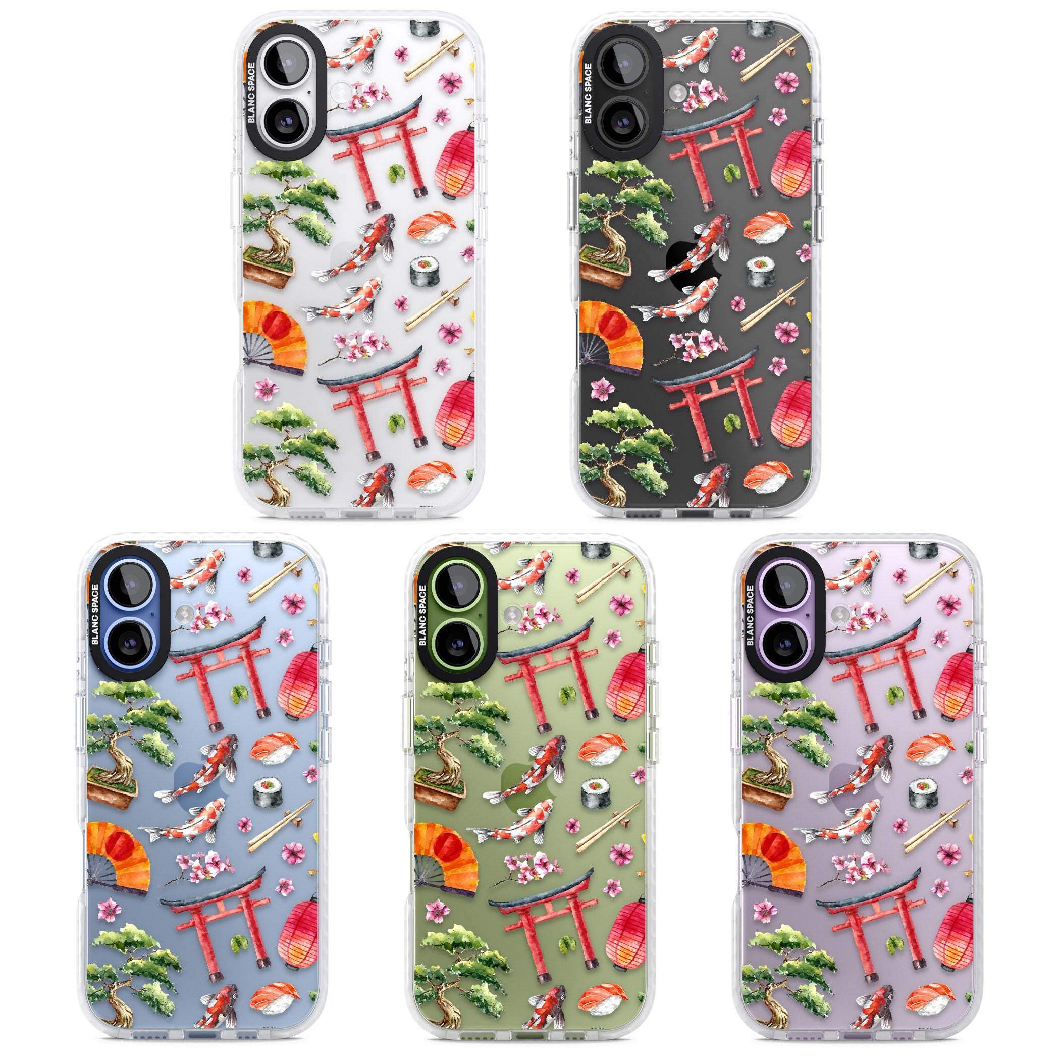 Japanese Watercolor iPhone 17 Impact Clear Phone Case APT Impact Protection