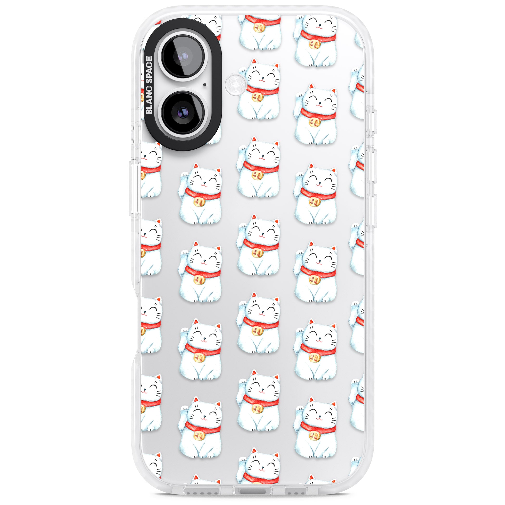 Lucky Cat Pattern iPhone 17 Impact Clear Phone Case
