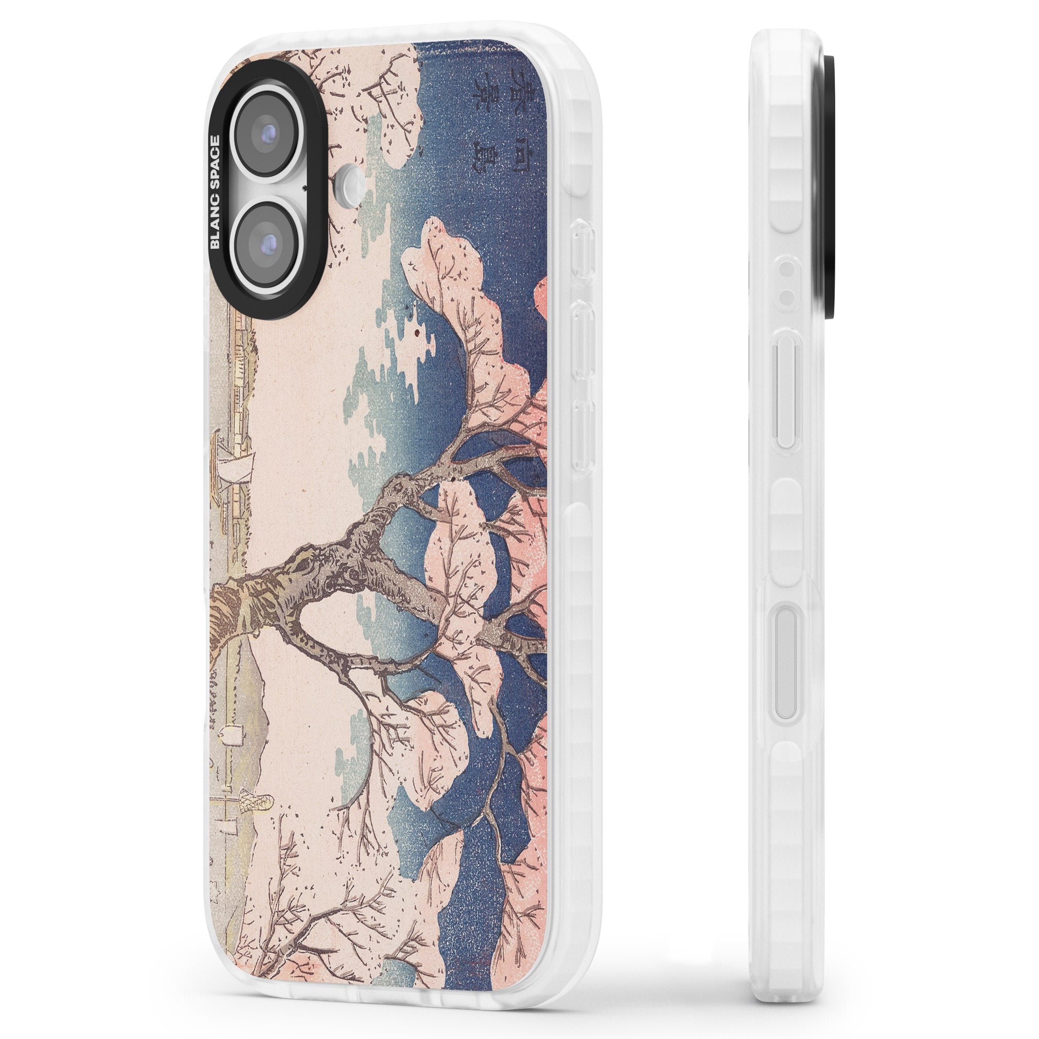Vintage Japanese Illustrations Cherry Tree iPhone 17 Impact Clear Phone Case Side Profile