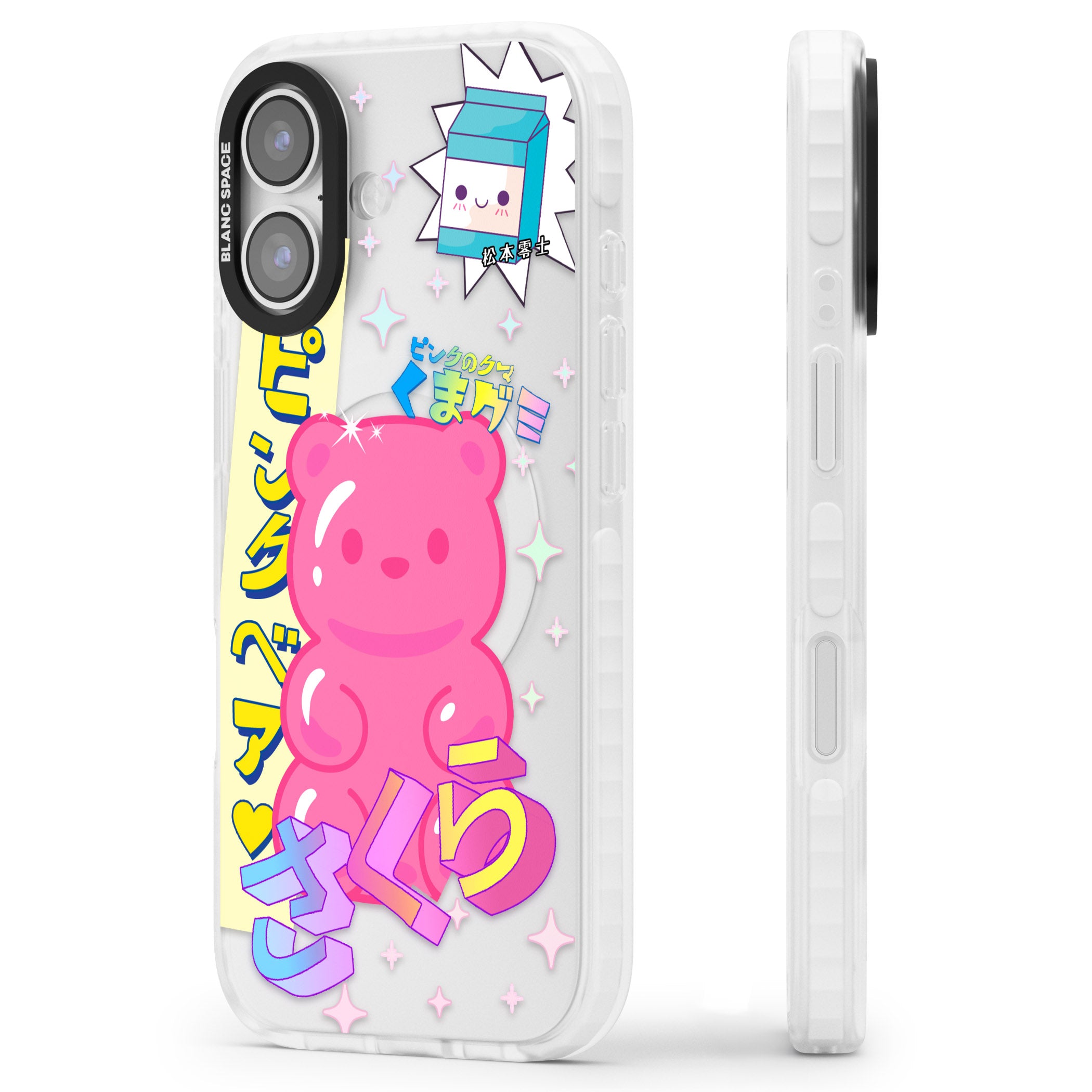 Kawaii Pink Bear Collage iPhone 17 Impact Clear Phone Case Side Profile
