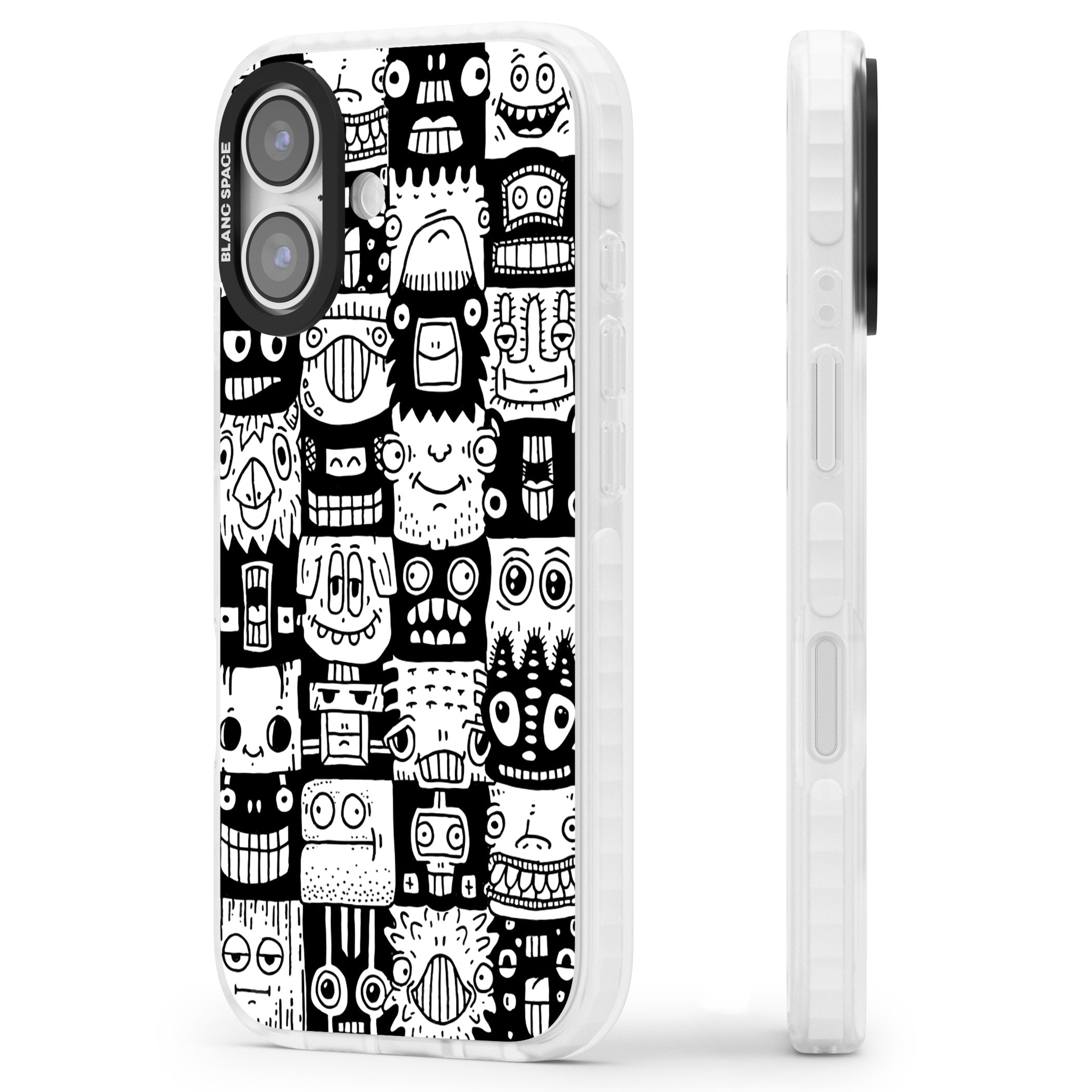 Checkerboard Heads iPhone 17 Impact Clear Phone Case Side Profile