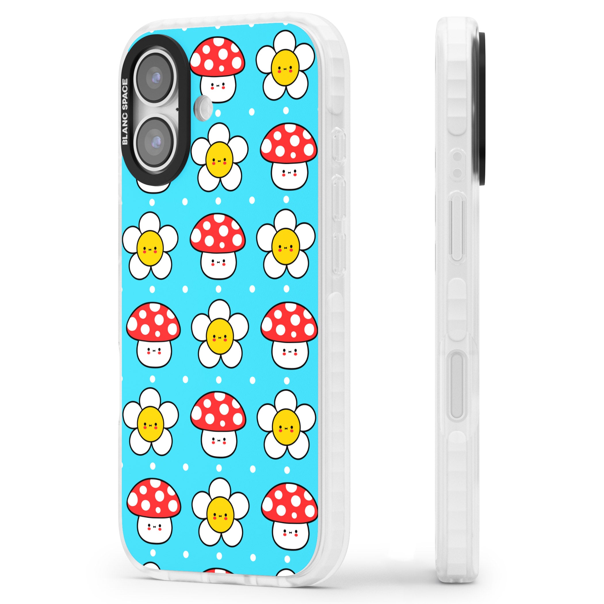 Shroom Bunnies Kawaii Pattern iPhone 17 Impact Clear Phone Case Side Profile