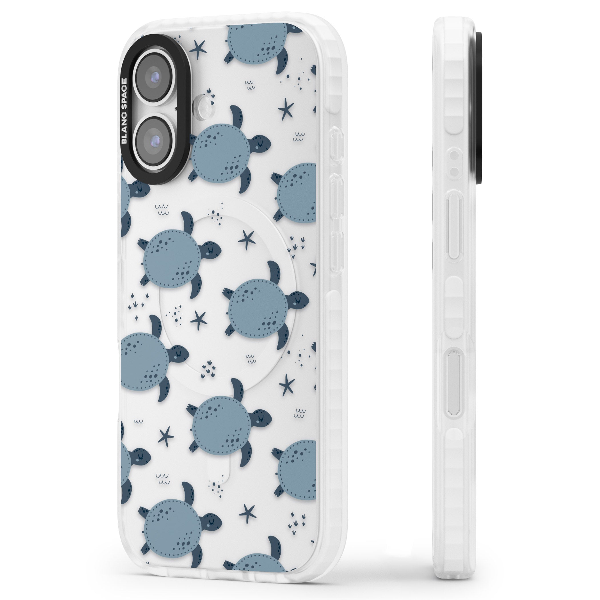 Under The Sea Patterns Sea Turtles (Clear) iPhone 17 Impact Clear Phone Case Side Profile