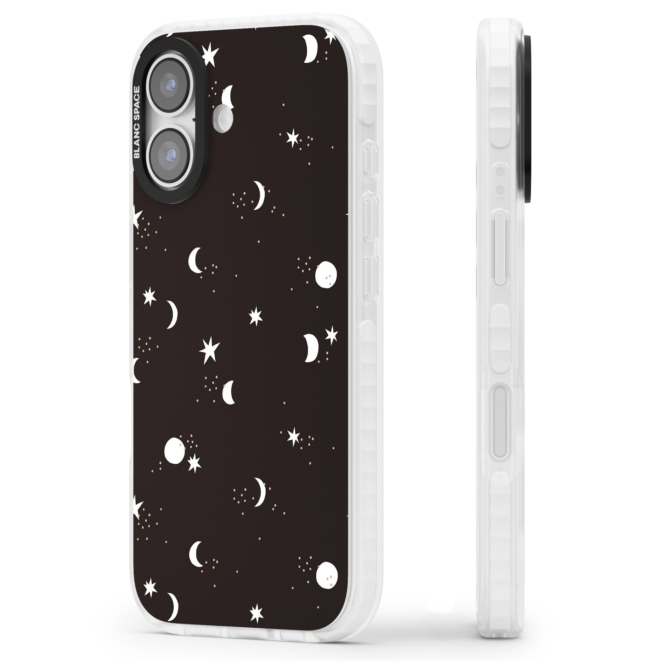 Funky Moons & Stars iPhone 17 Impact Clear Phone Case Side Profile