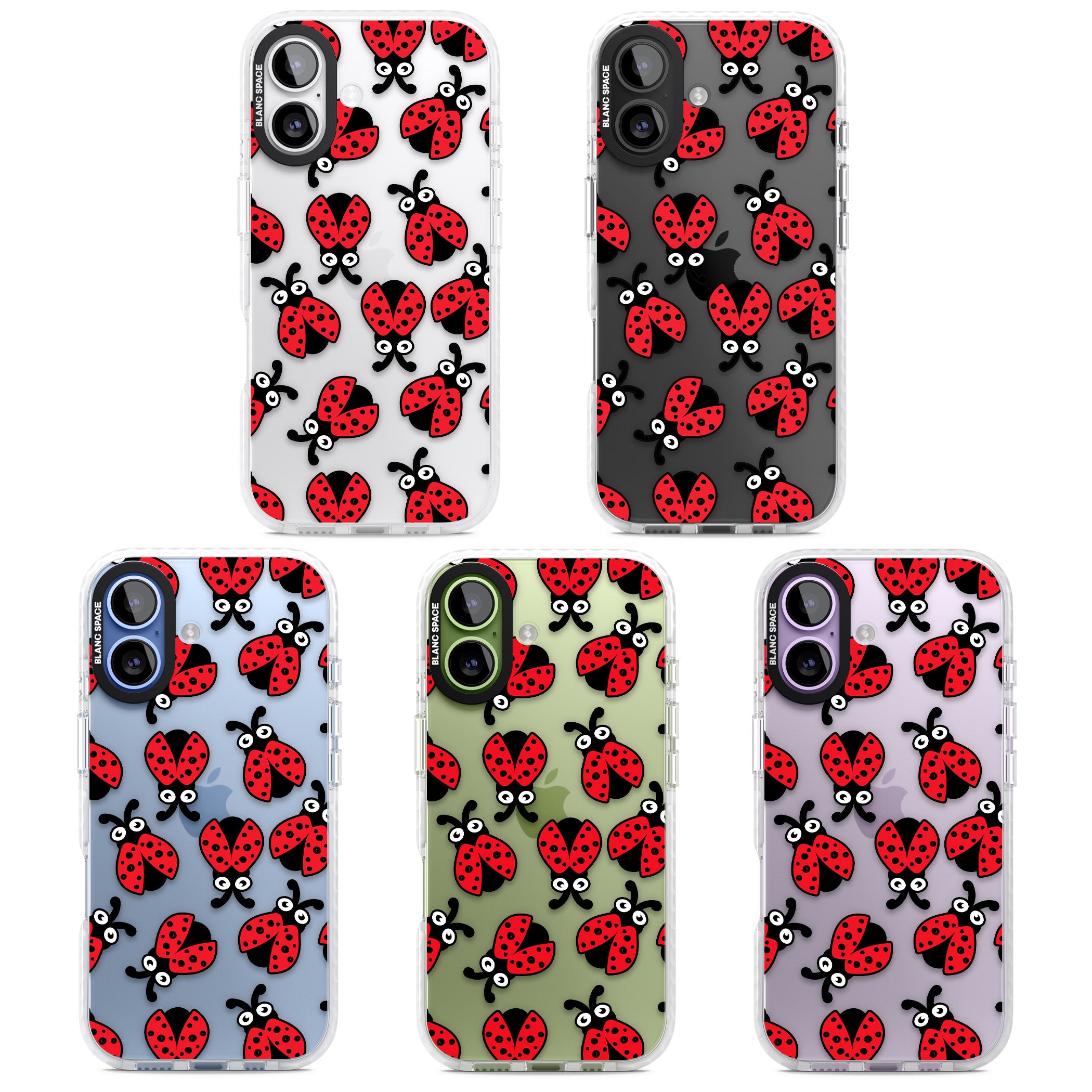 Ladybug Pattern iPhone 17 Impact Clear Phone Case APT Impact Protection