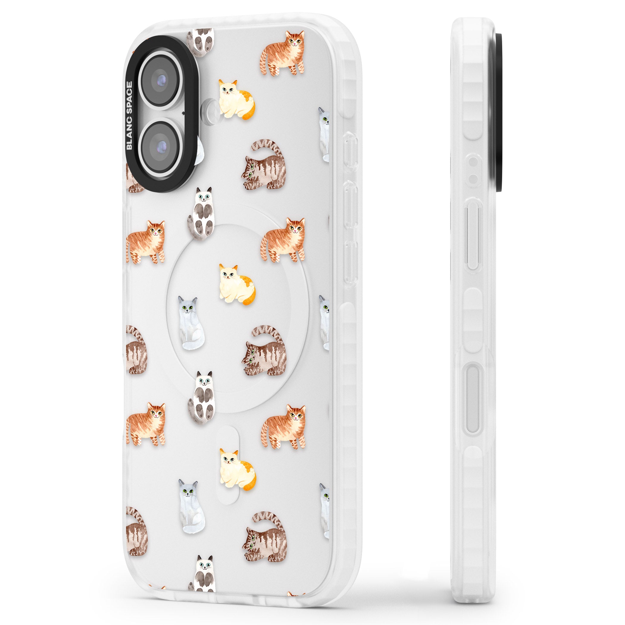 Cute Cat Pattern Classic iPhone 17 Impact Clear Phone Case Side Profile