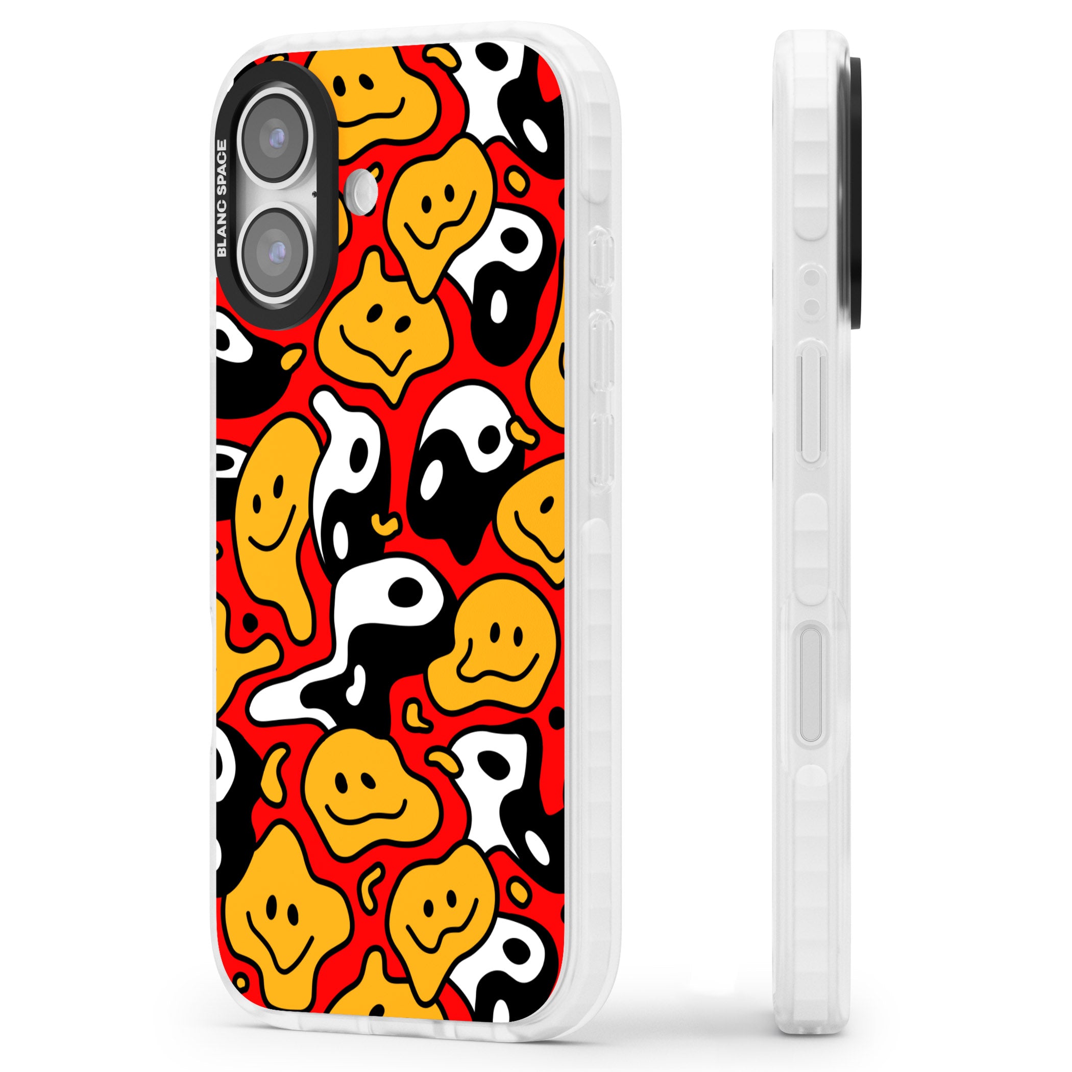 Yin Yang Acid Face iPhone 17 Impact Pro Clear Phone Case Side Profile