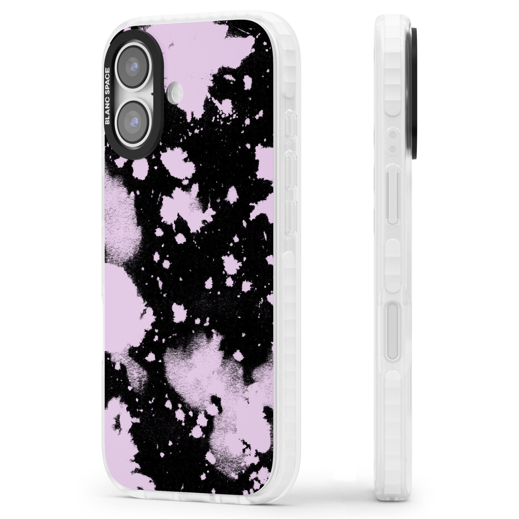 Pink & Black Acid Wash Tie Dye iPhone 17 Impact Pro Clear Phone Case Side Profile