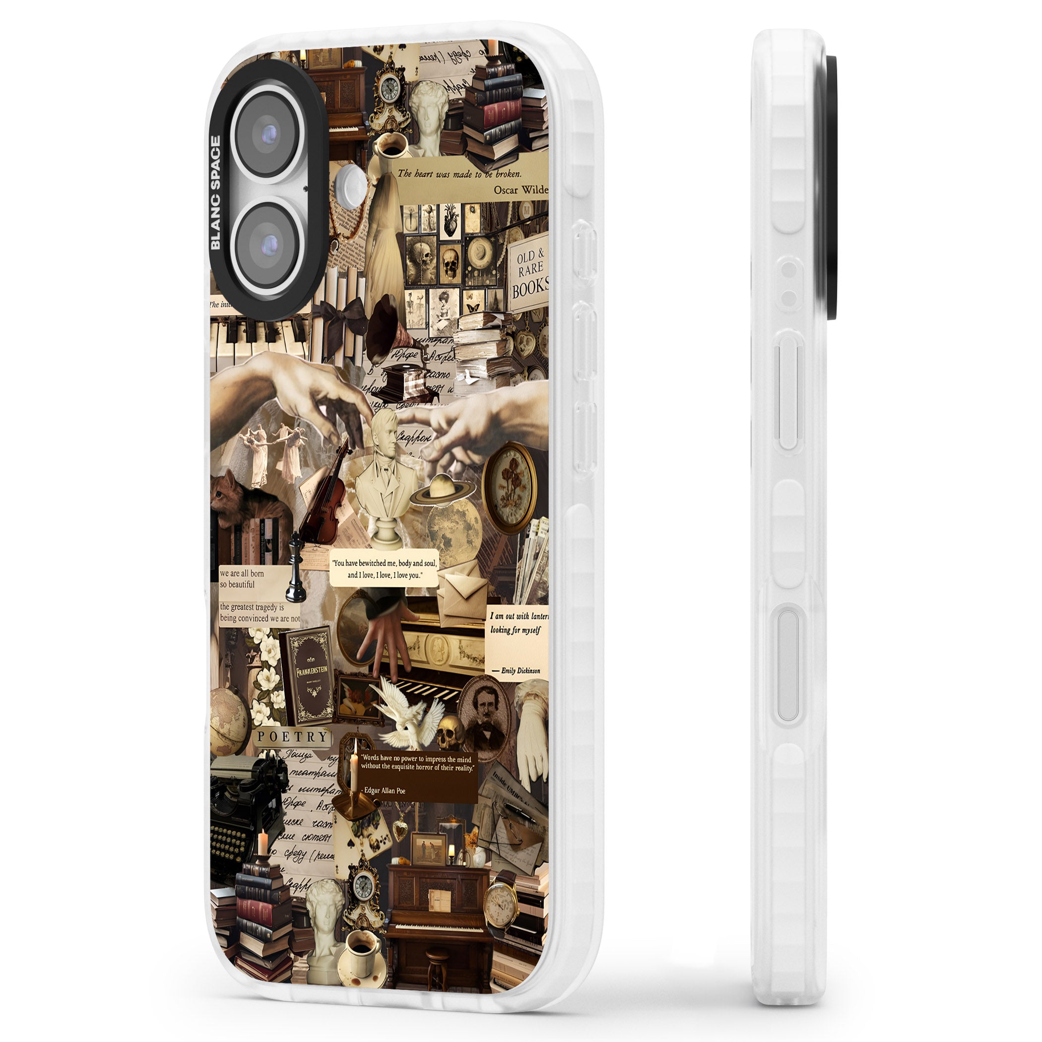 Antique Collage iPhone 17 Impact Pro Clear Phone Case Side Profile