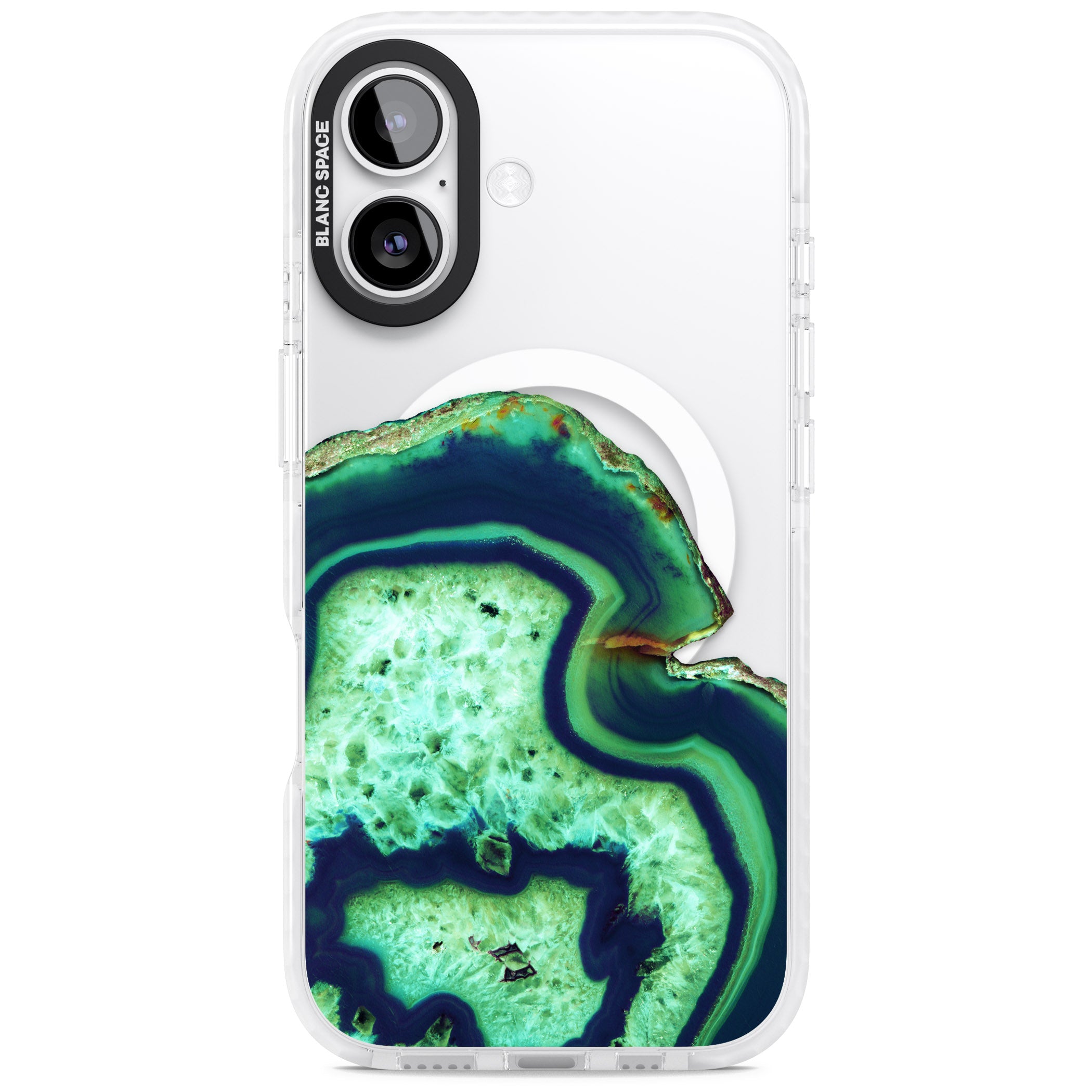 Emerald Agate Slice iPhone 17 Impact Pro Clear Phone Case