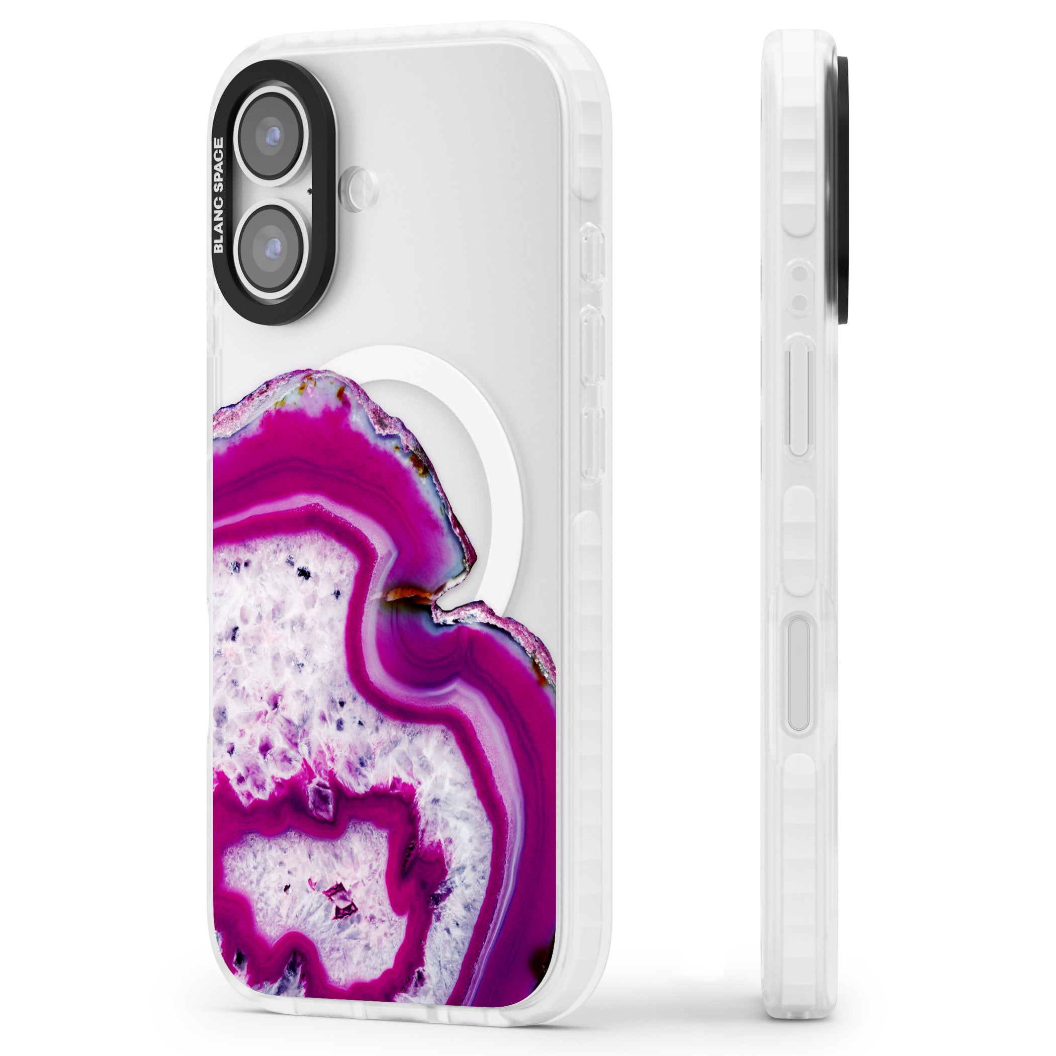 Violet Crystal Agate iPhone 17 Impact Pro Clear Phone Case Side Profile
