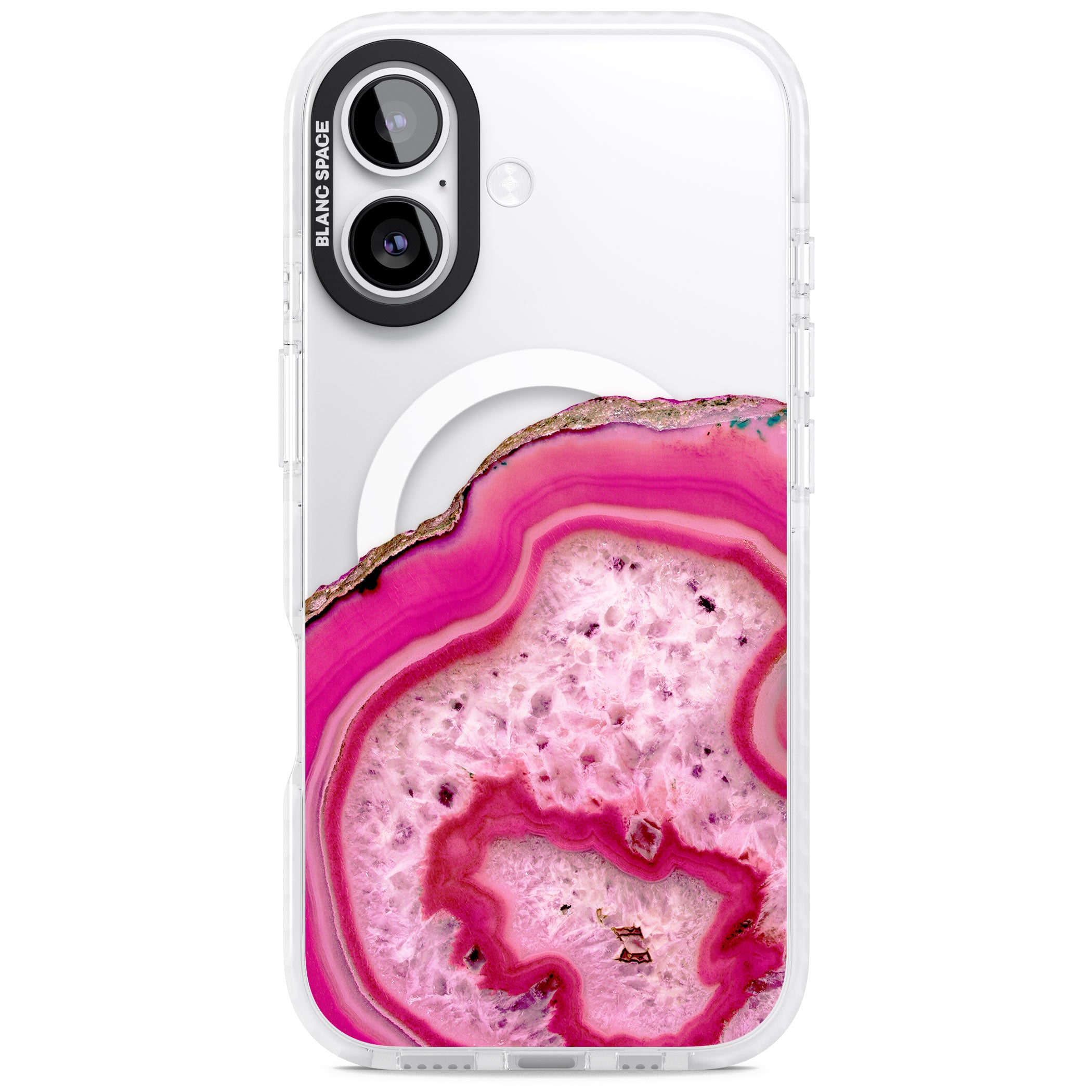 Pink Geode Crystal iPhone 17 Impact Pro Clear Phone Case