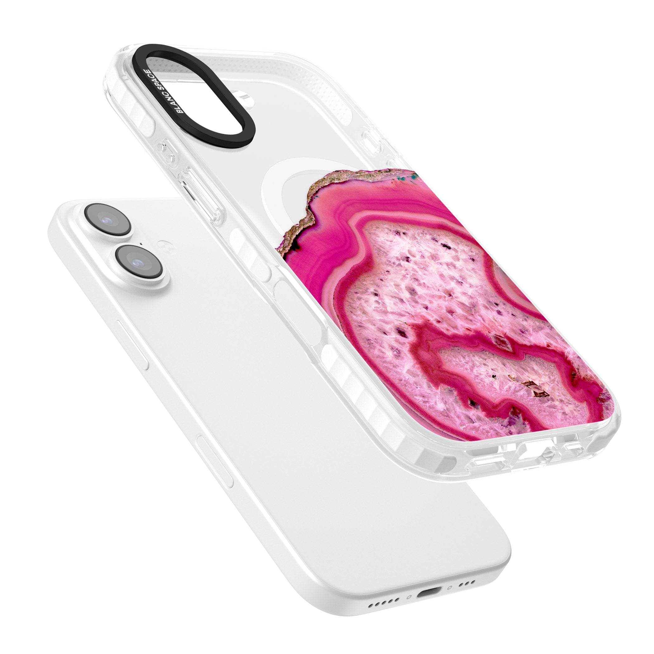 Pink Geode Crystal iPhone 17 Impact Pro Clear Phone Case Colours