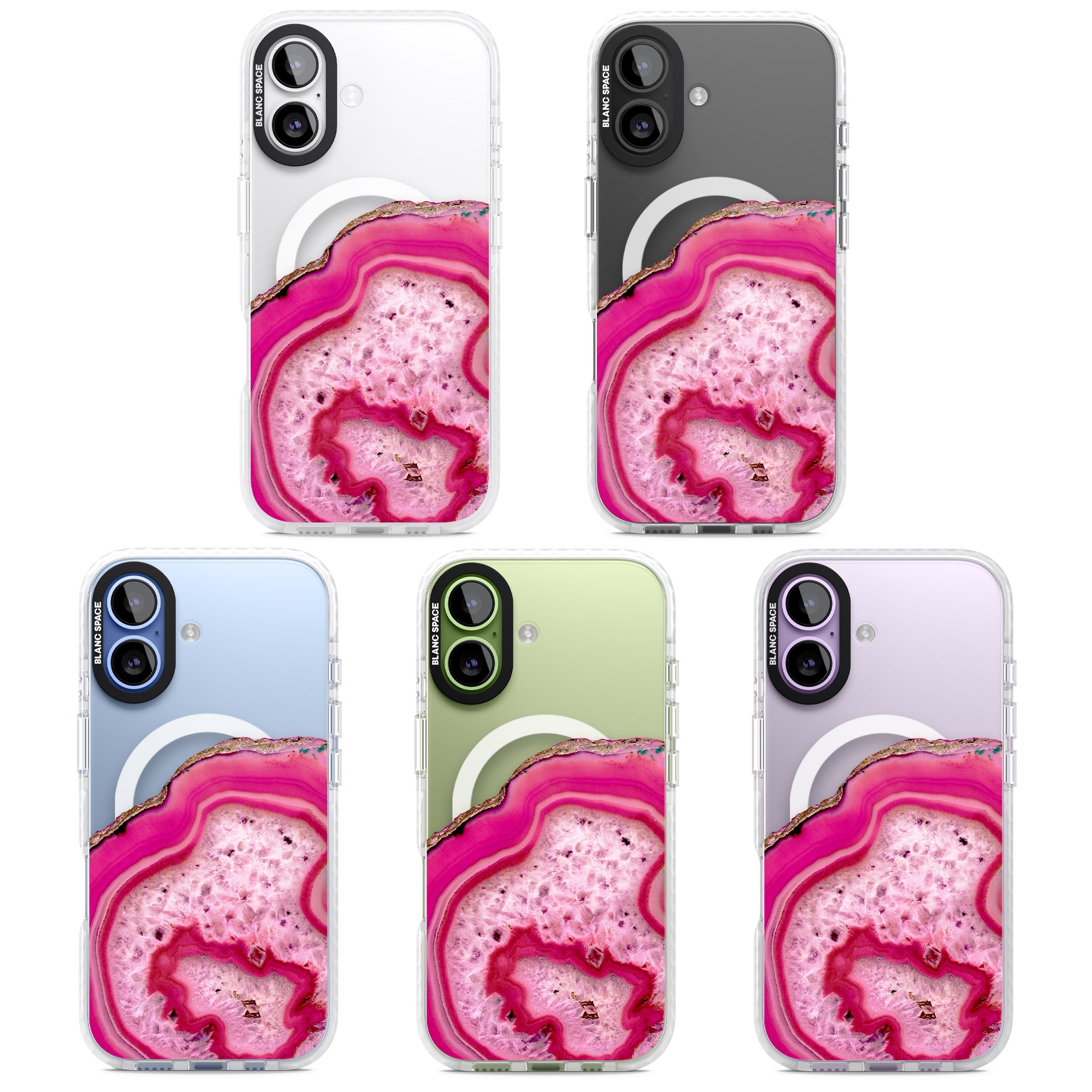 Pink Geode Crystal iPhone 17 Impact Pro Clear Phone Case APT Impact Protection