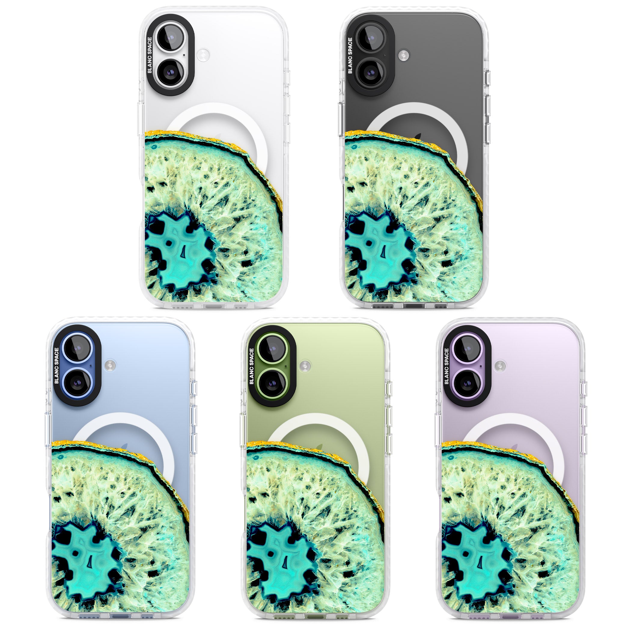 Turquoise Geode Crystal iPhone 17 Impact Pro Clear Phone Case APT Impact Protection