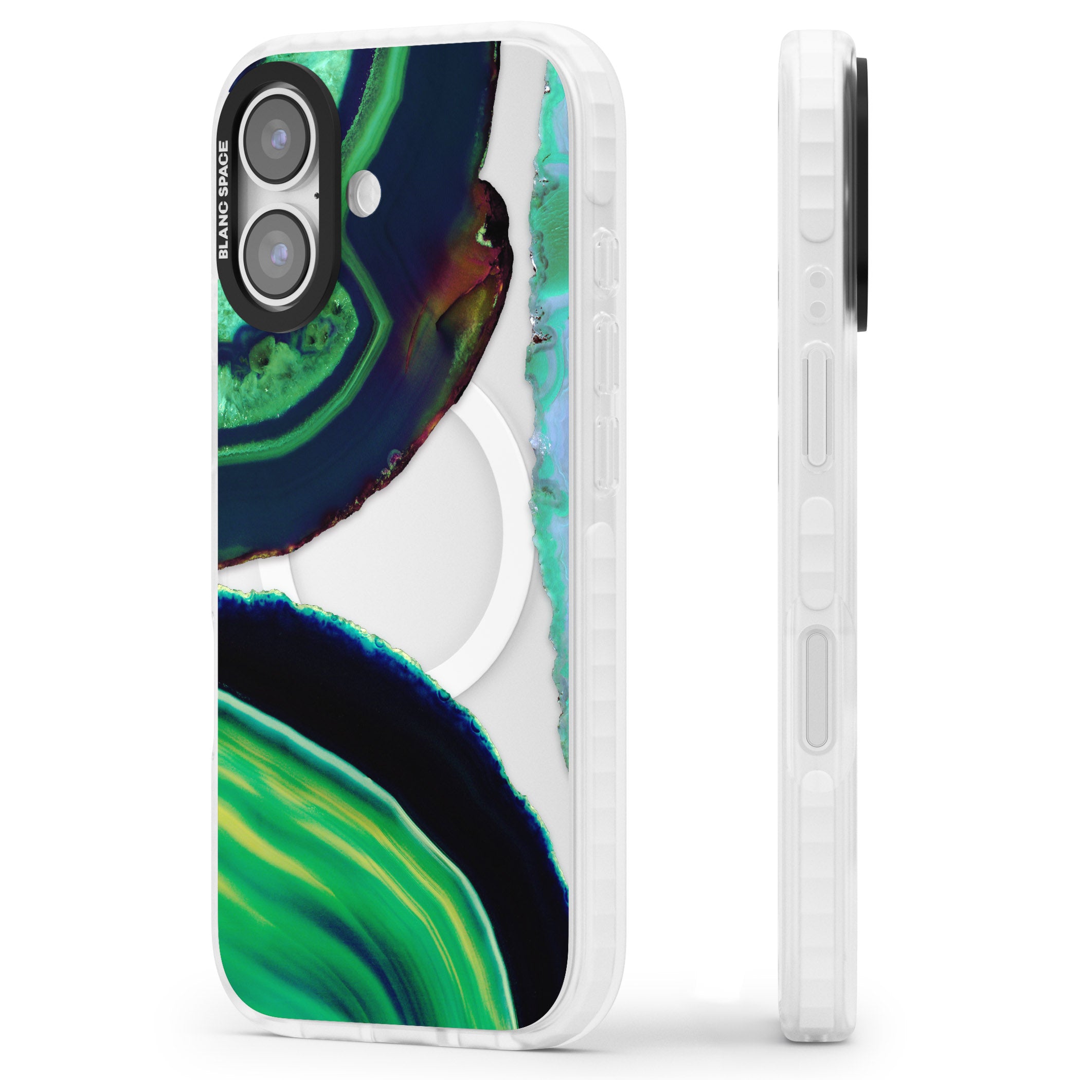 Green Geode Glow iPhone 17 Impact Pro Clear Phone Case Side Profile