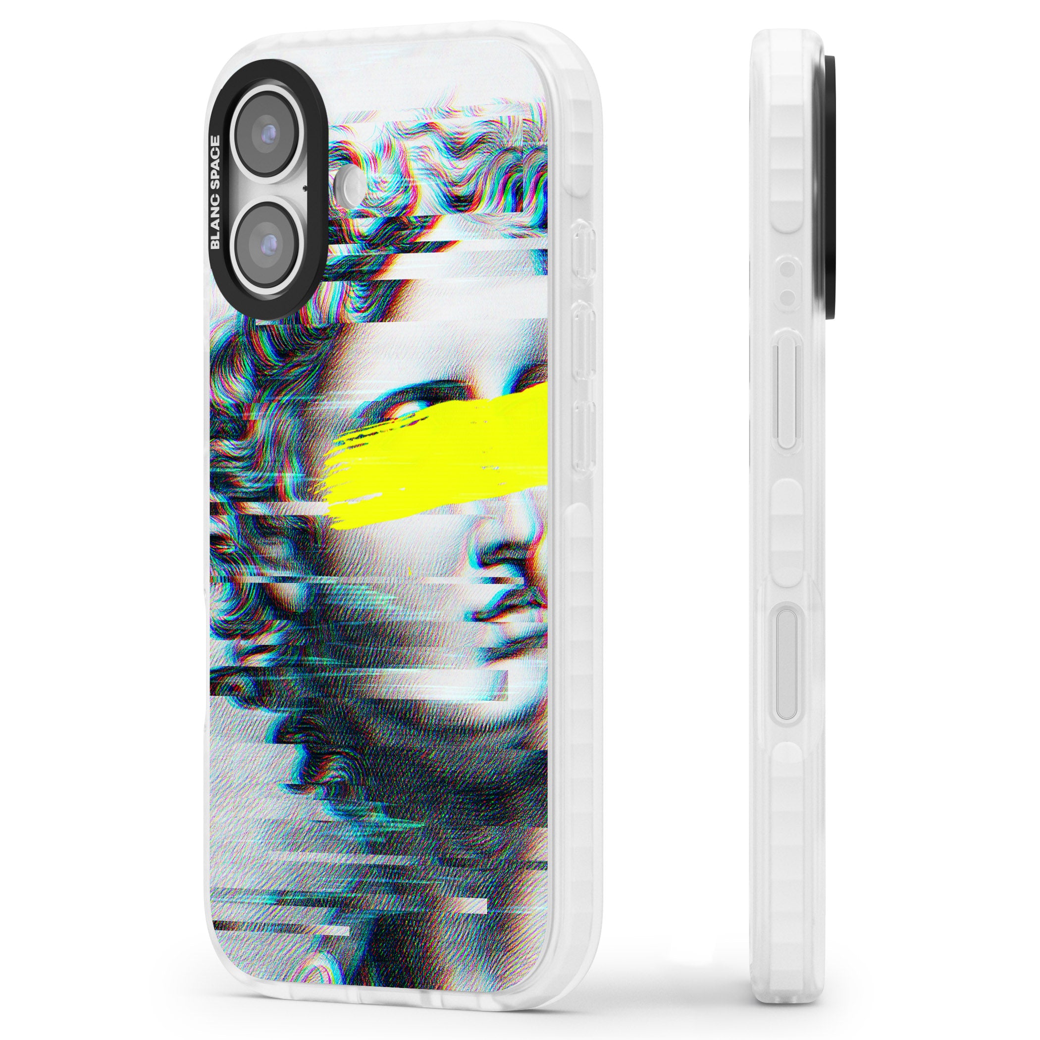 Glitched Fragment iPhone 17 Impact Pro Clear Phone Case Side Profile