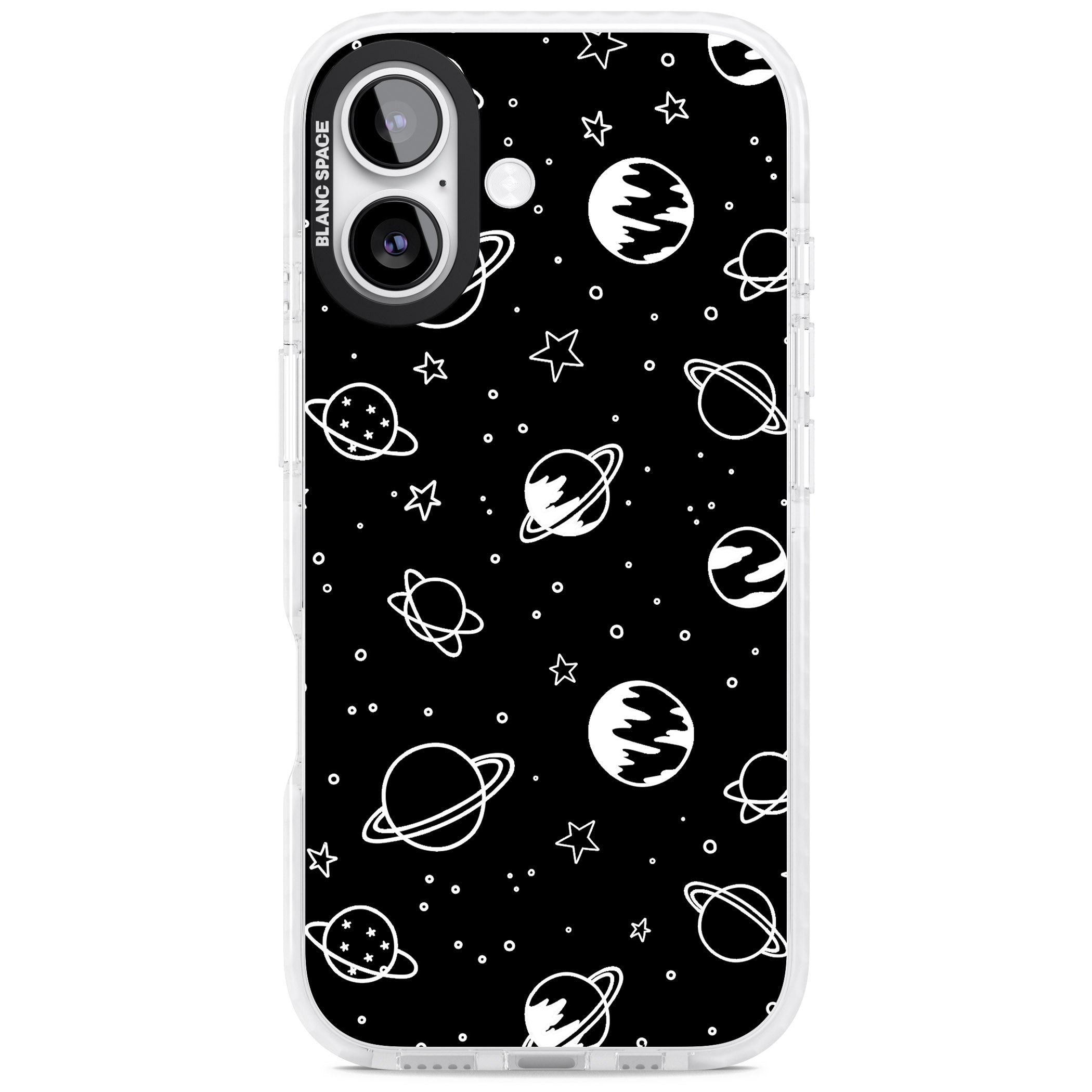 Cosmic Sketch White Black iPhone 17 Impact Pro Clear Phone Case