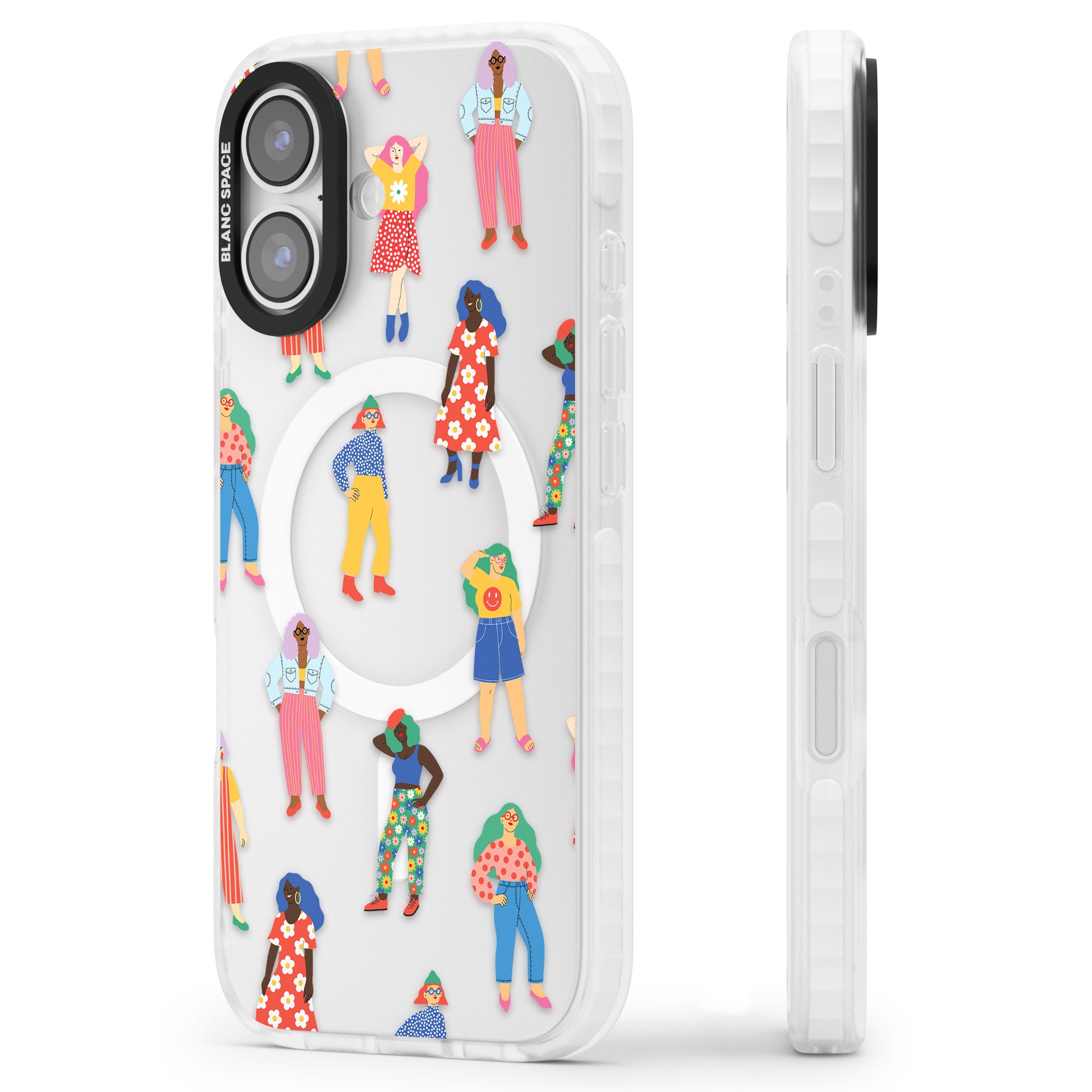 Girls Pattern iPhone 17 Impact Pro Clear Phone Case Side Profile