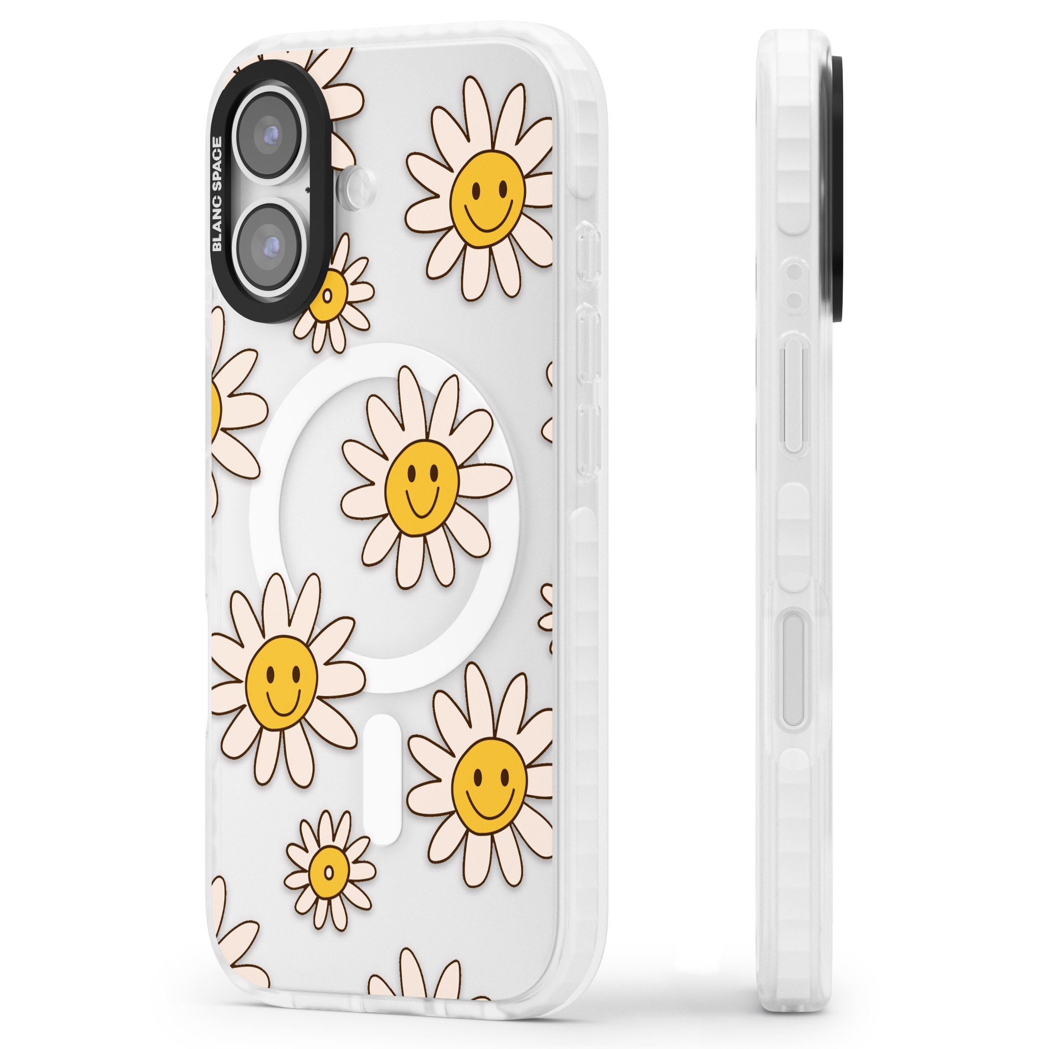 Daisy Faces iPhone 17 Impact Pro Clear Phone Case Side Profile