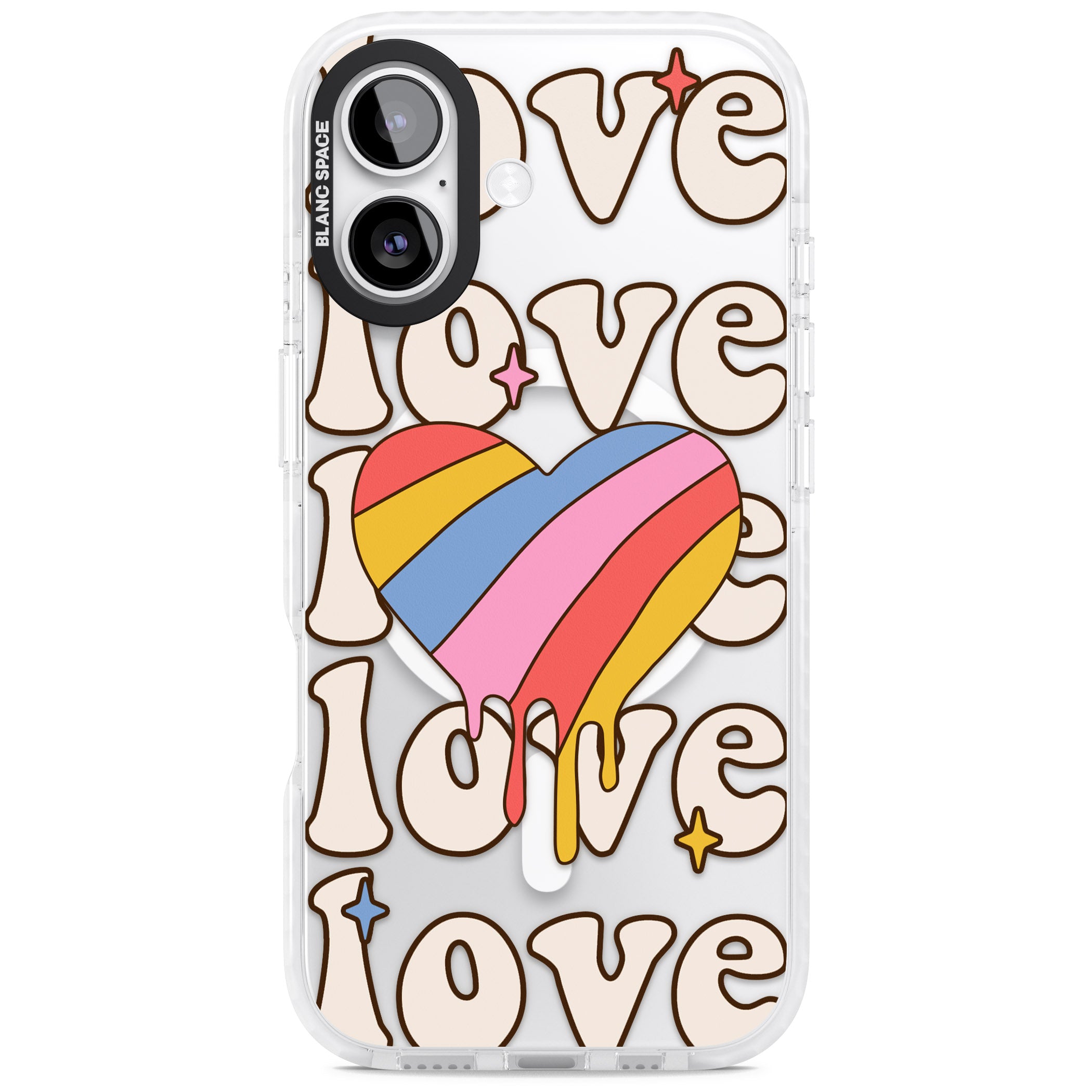 Groovy Love iPhone 17 Impact Pro Clear Phone Case